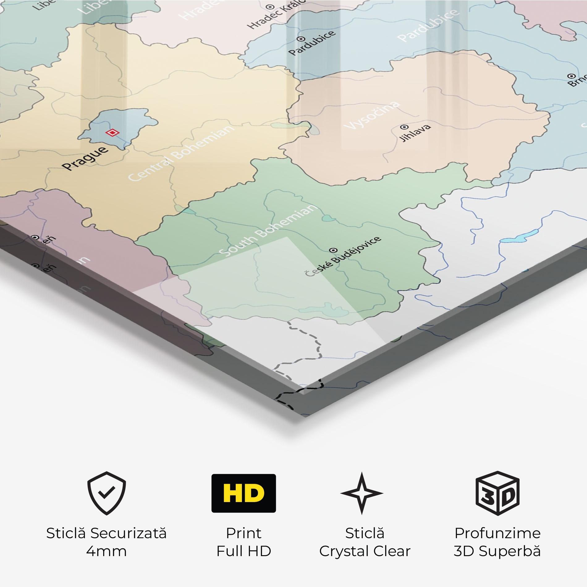 Tablou Sticla Map Czech Republic mockup 3