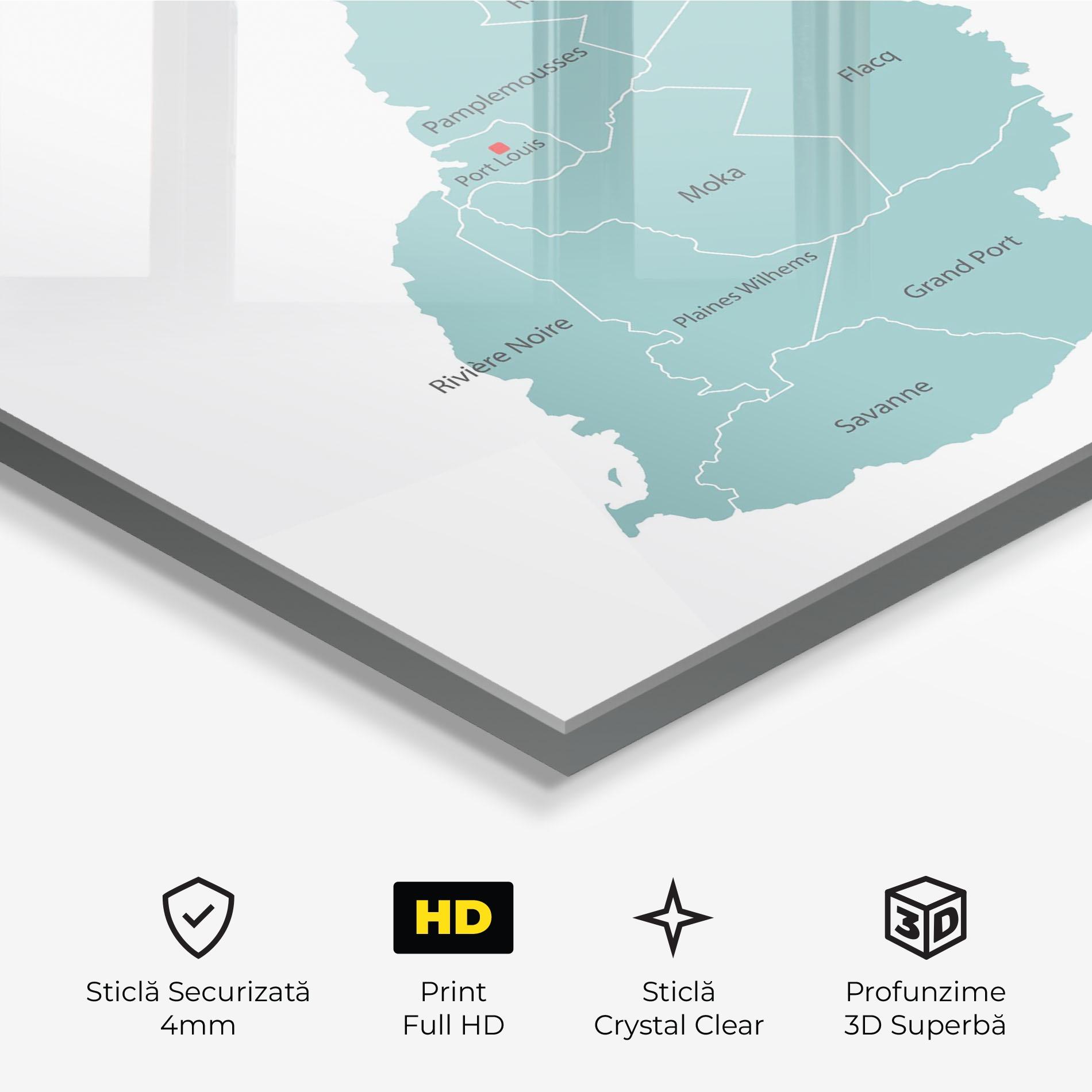 Tablou Sticla Mauritius Map mockup 3