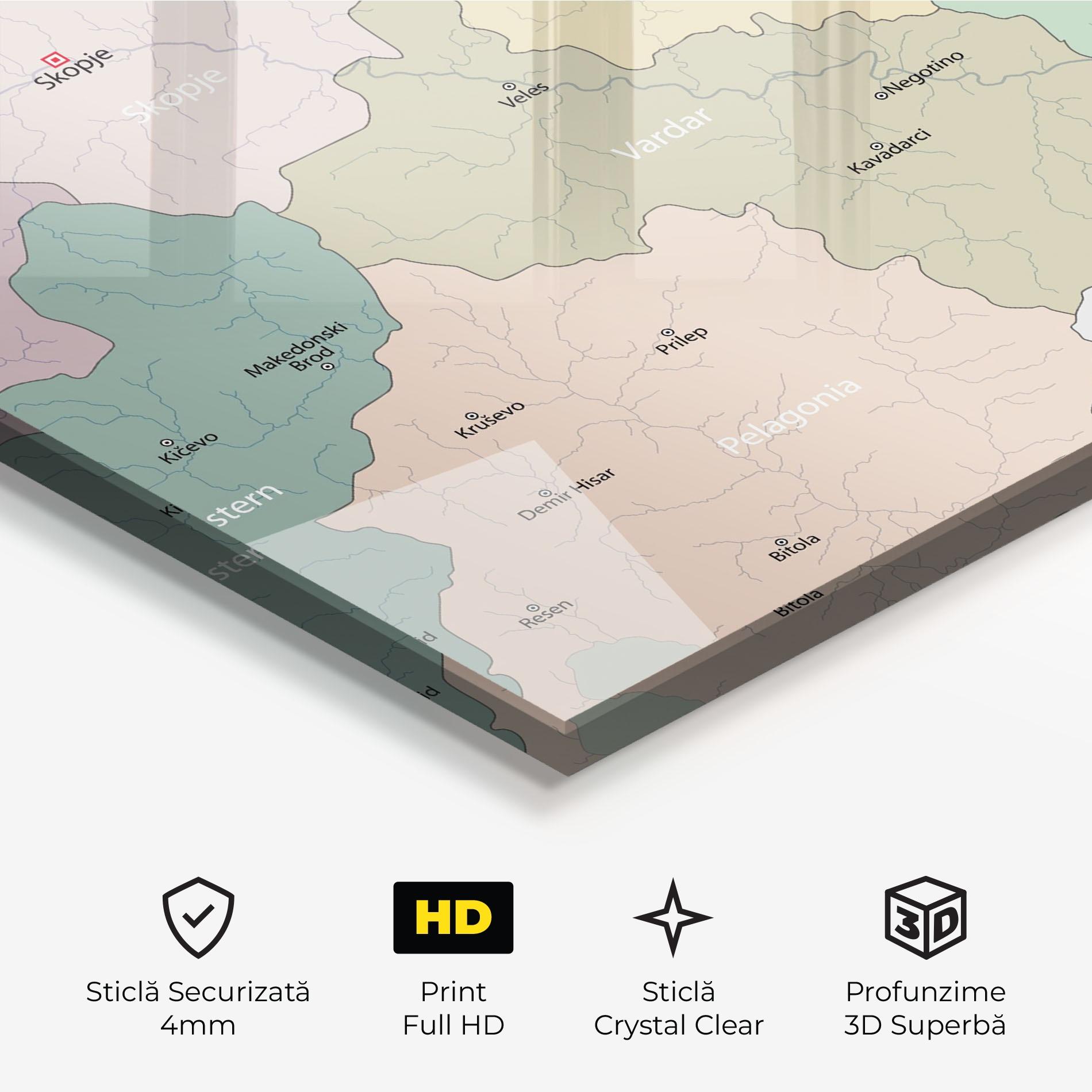 Tablou Sticla North Macedonia Map mockup 3