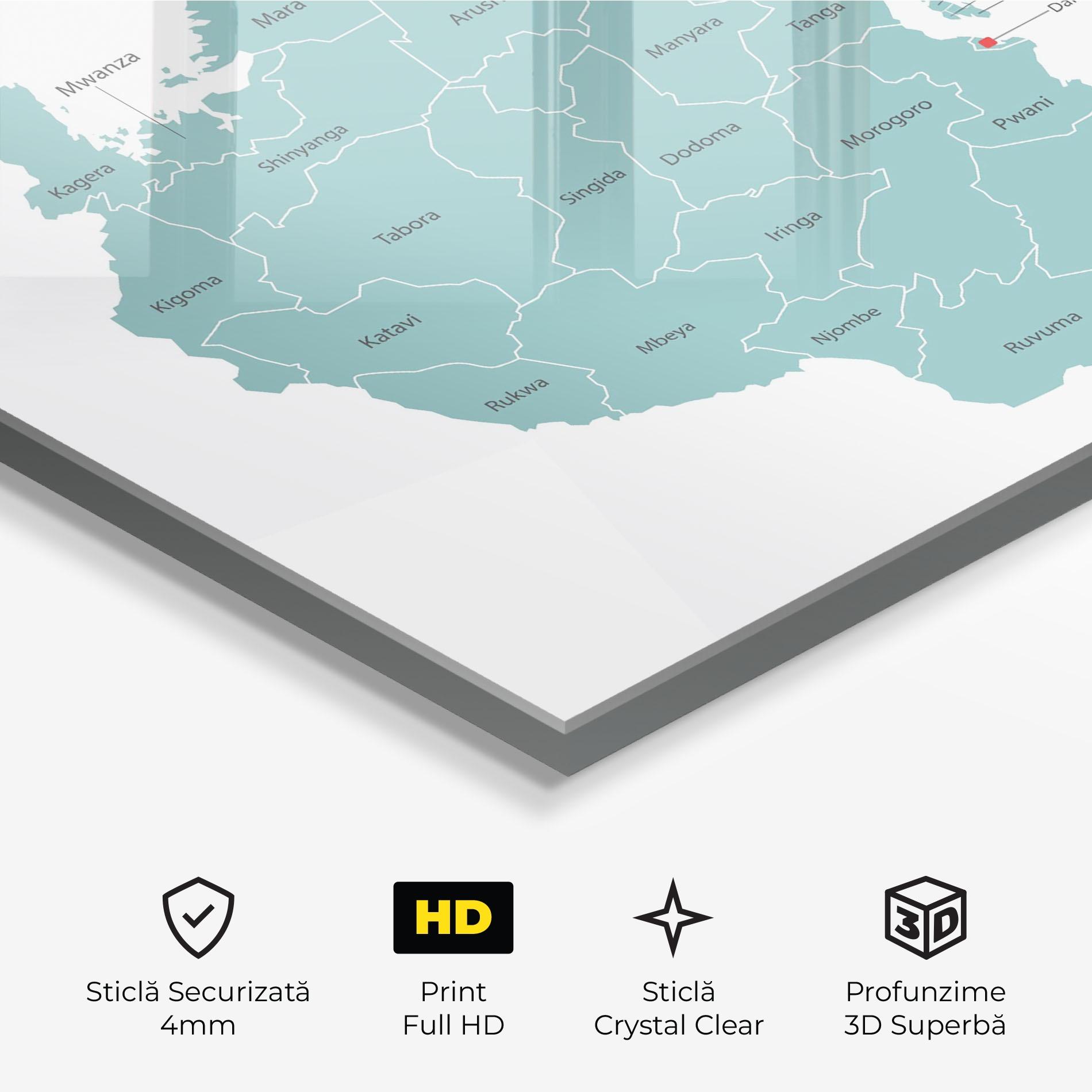 Tablou Sticla Tanzania Map mockup 3