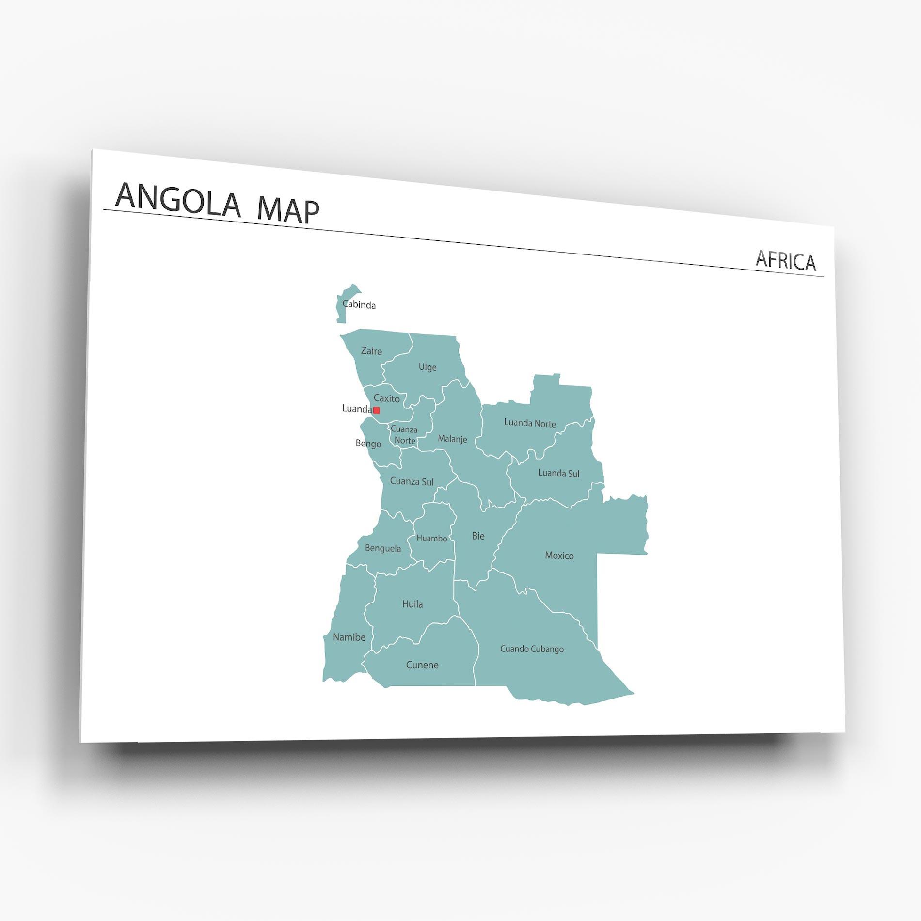 Tablou Sticla Angola Map mockup 6