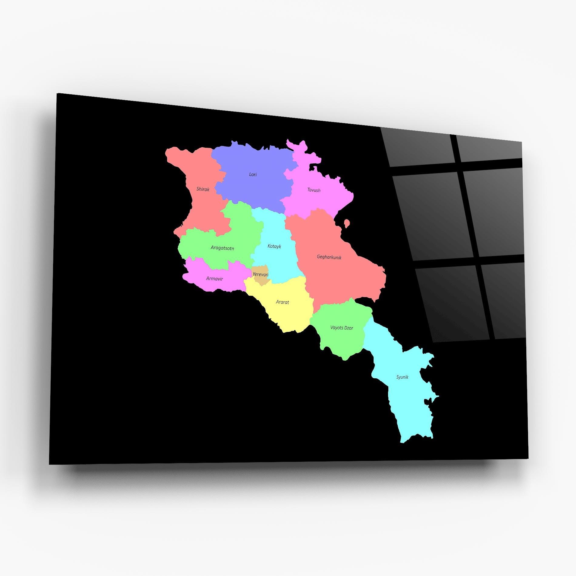 Tablou Sticla Armenia Map mockup 6