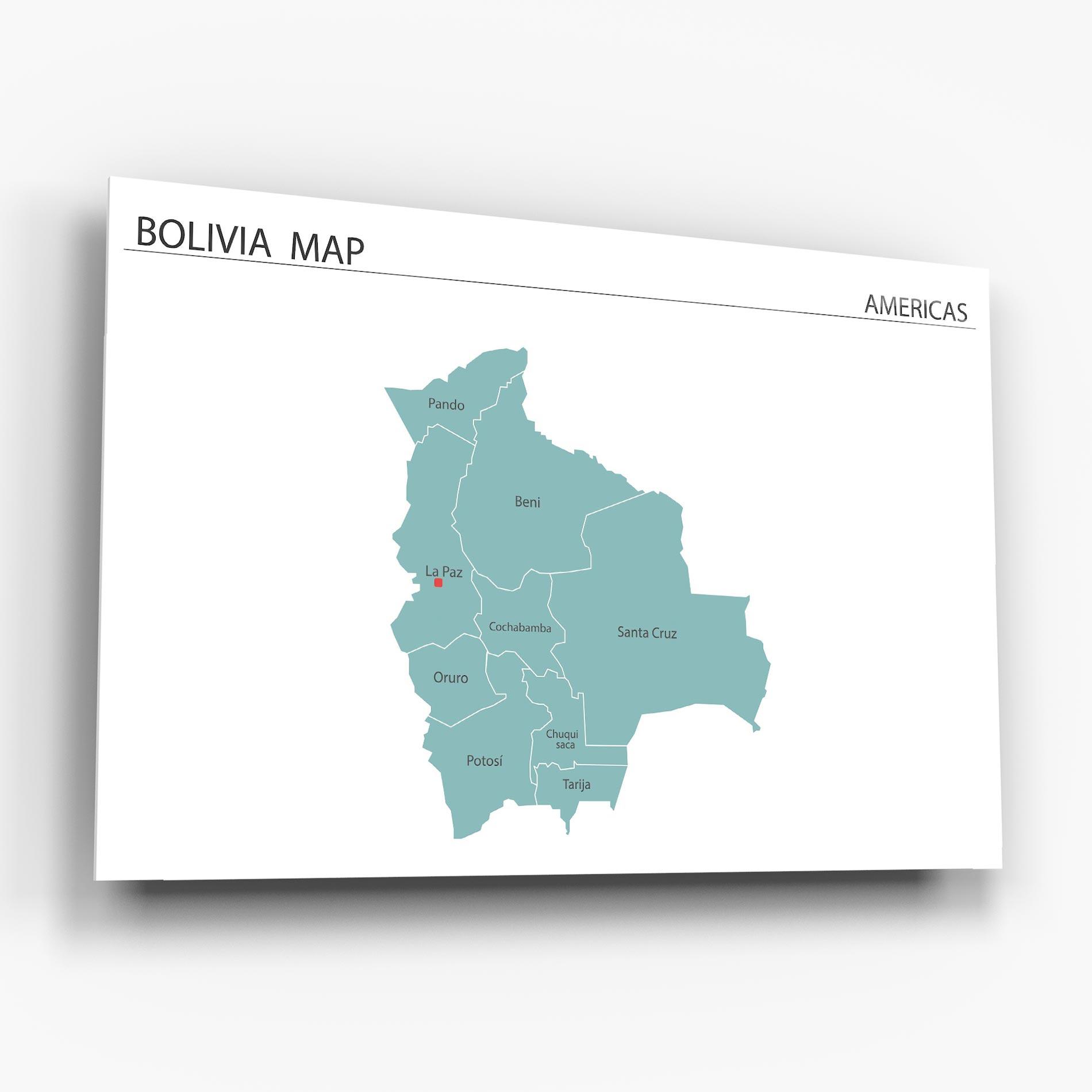 Tablou Sticla Bolivia Map mockup 6