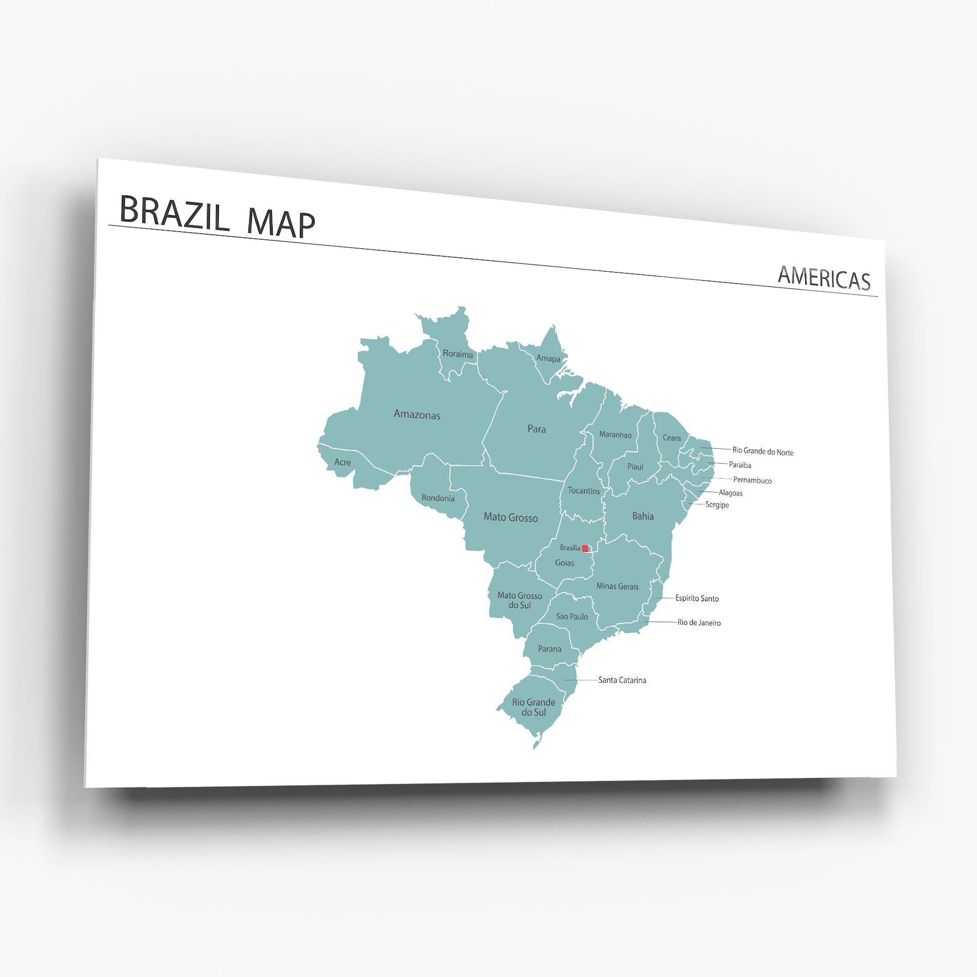 Tablou Sticla Brazil Map mockup 6