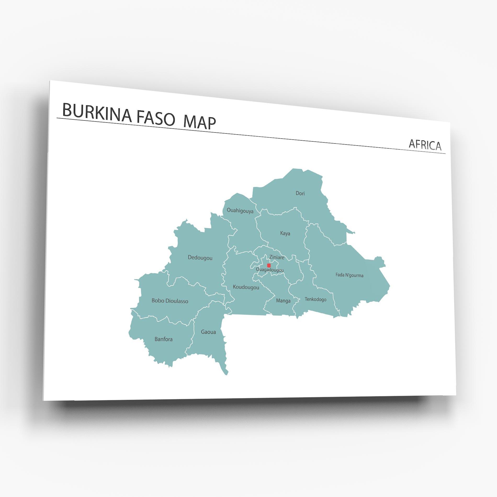 Tablou Sticla Burkina Faso Map mockup 6