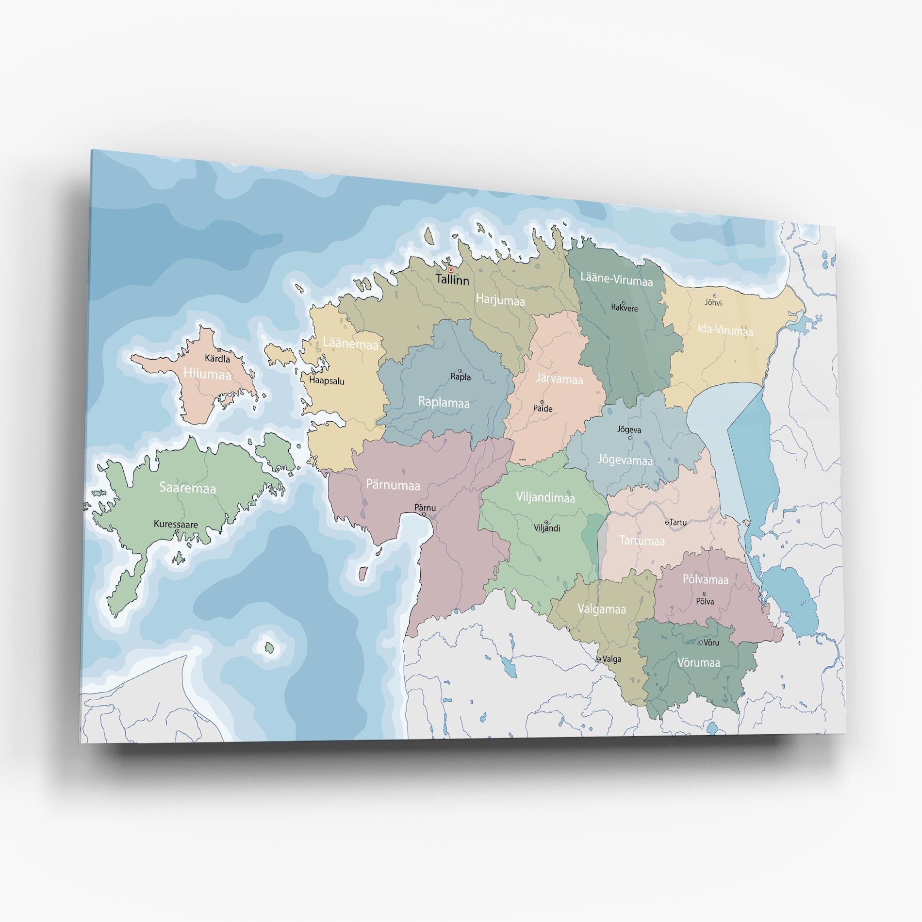 Tablou Sticla Estonia Map mockup 6