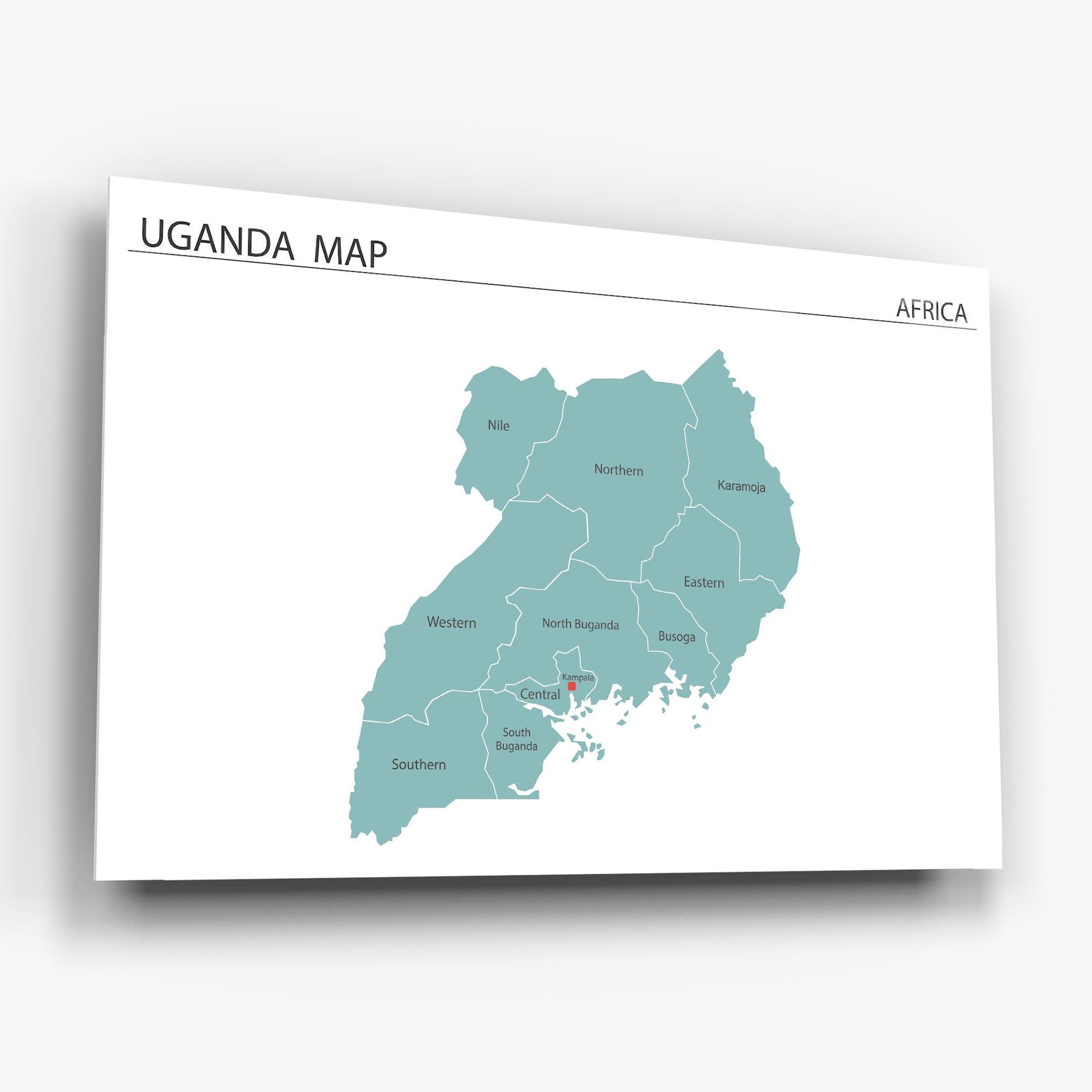Tablou Sticla Uganda Map mockup 6
