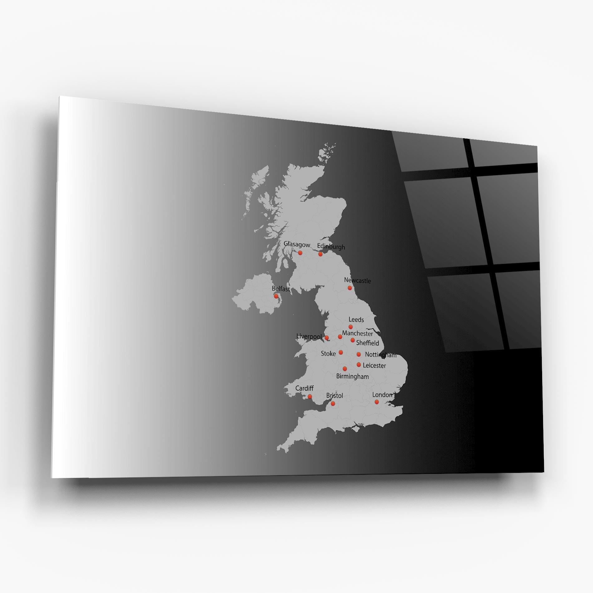 Tablou Sticla Uk Map mockup 6