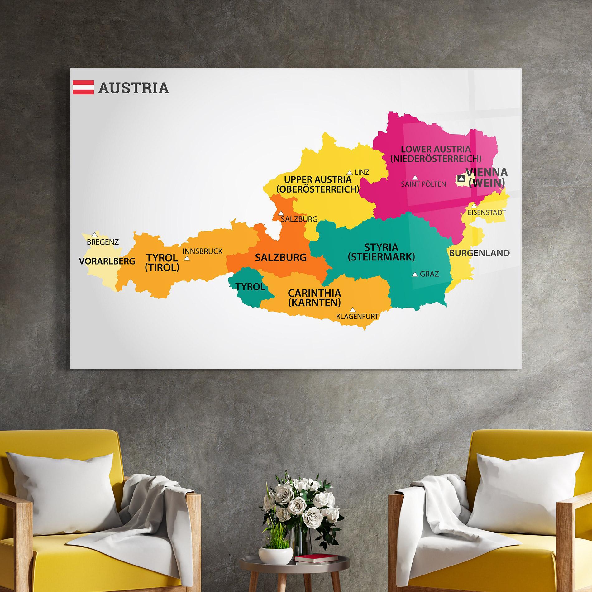 Tablou Sticla Austria Color Map mockup 4