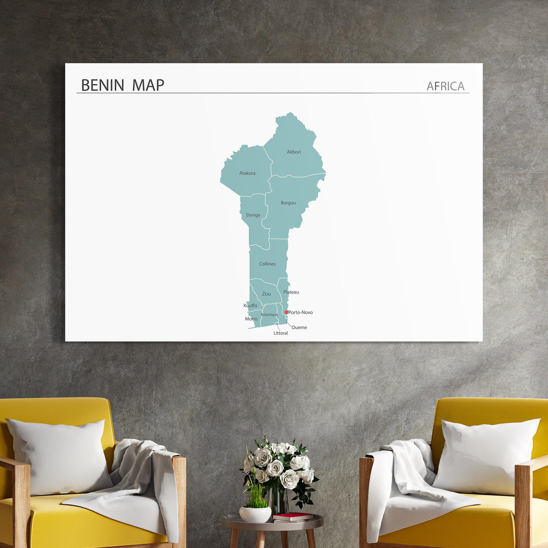 Tablou Sticla Benin Map mockup 4