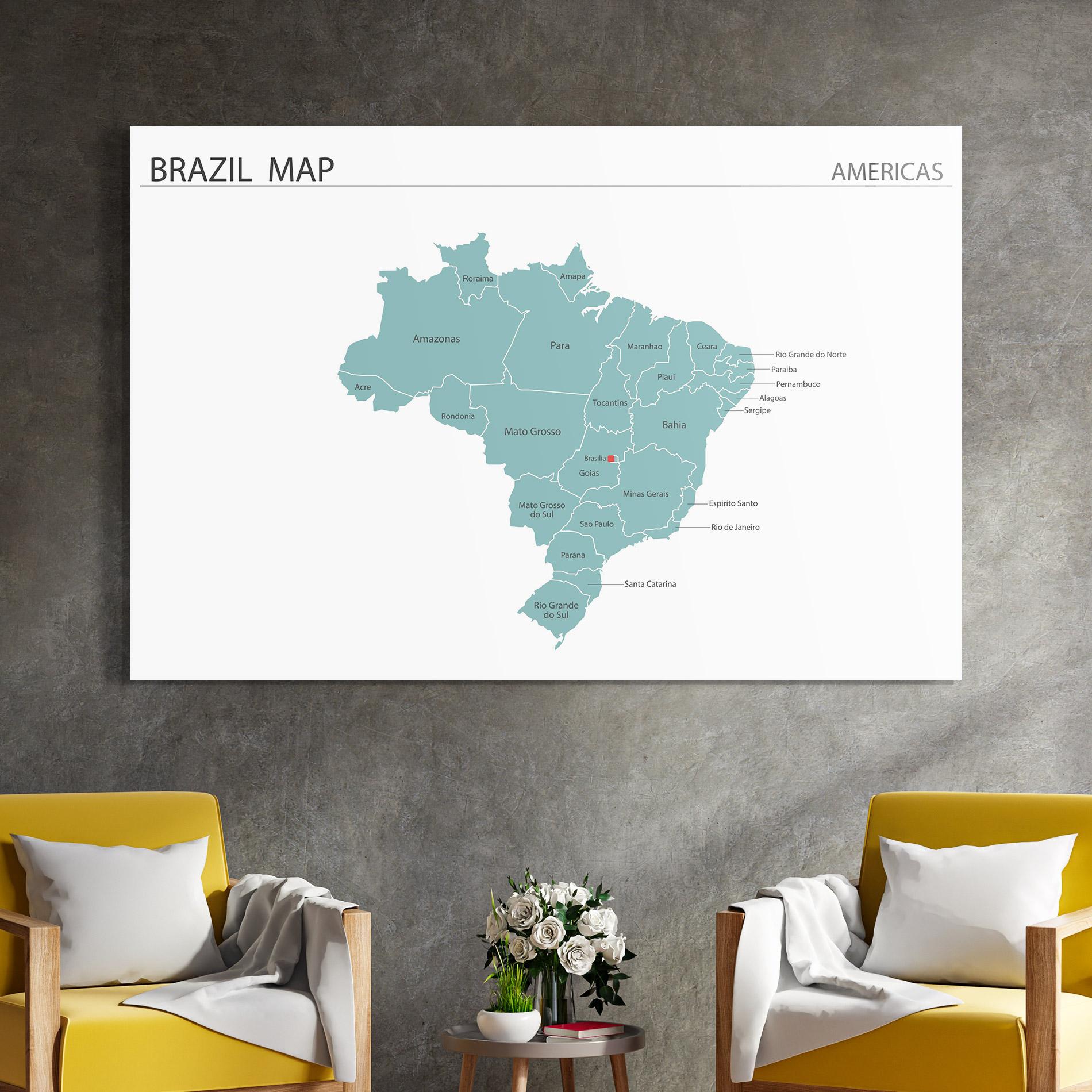 Tablou Sticla Brazil Map mockup 4