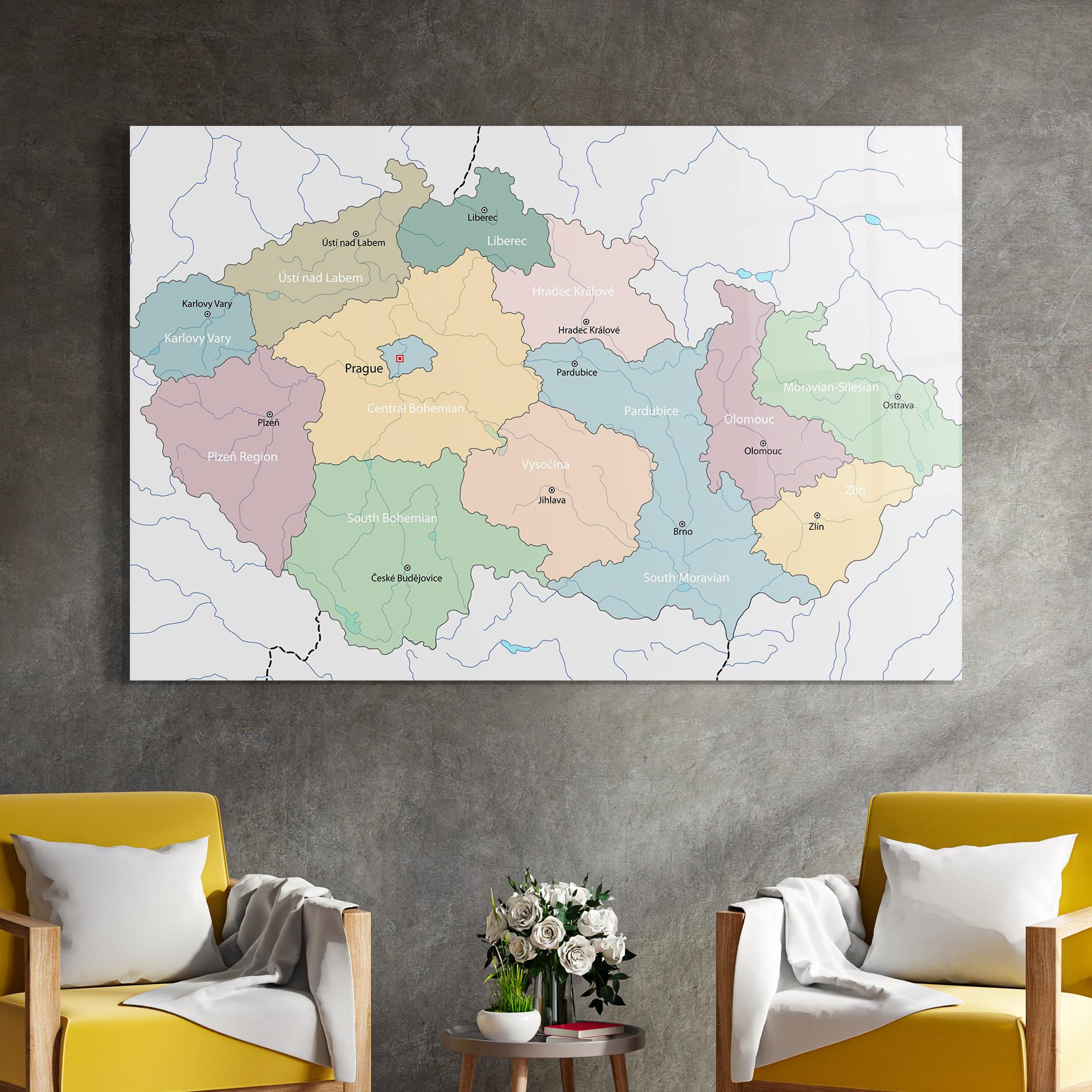 Tablou Sticla Map Czech Republic mockup 4