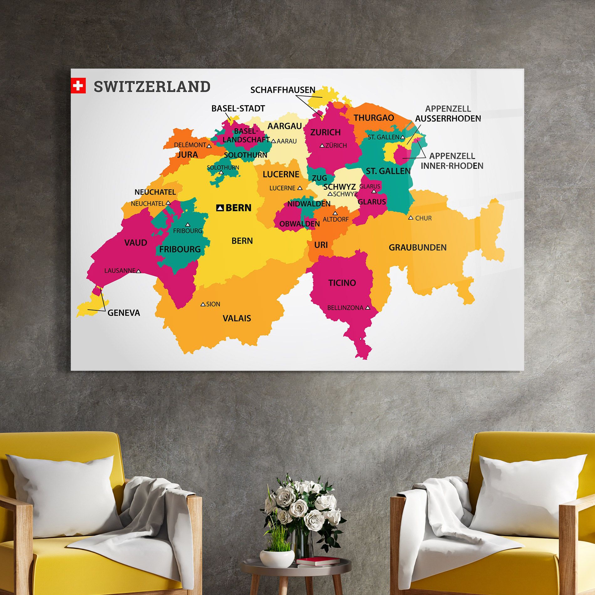 Switzerland Colorful Map mockup 4