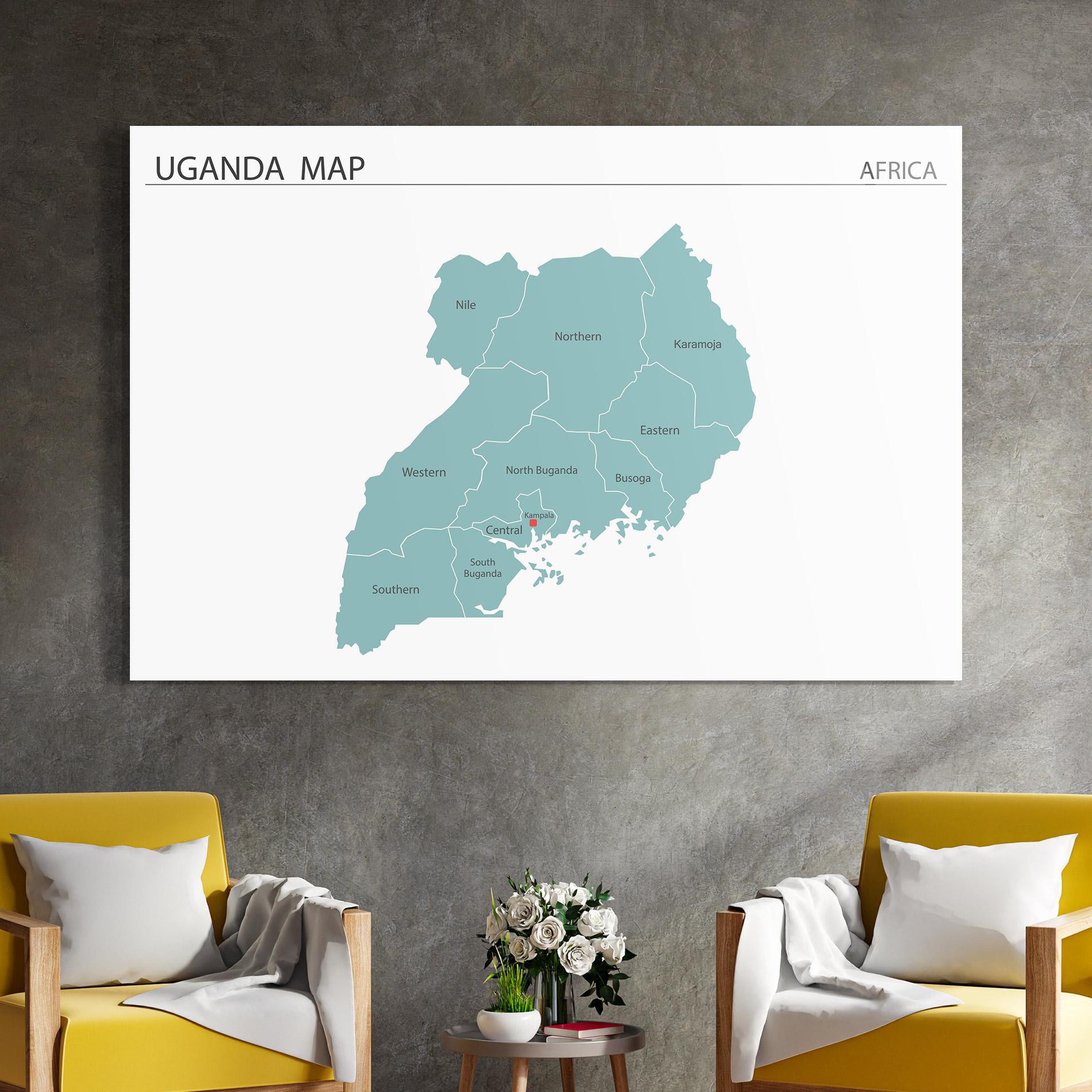 Tablou Sticla Uganda Map mockup 4