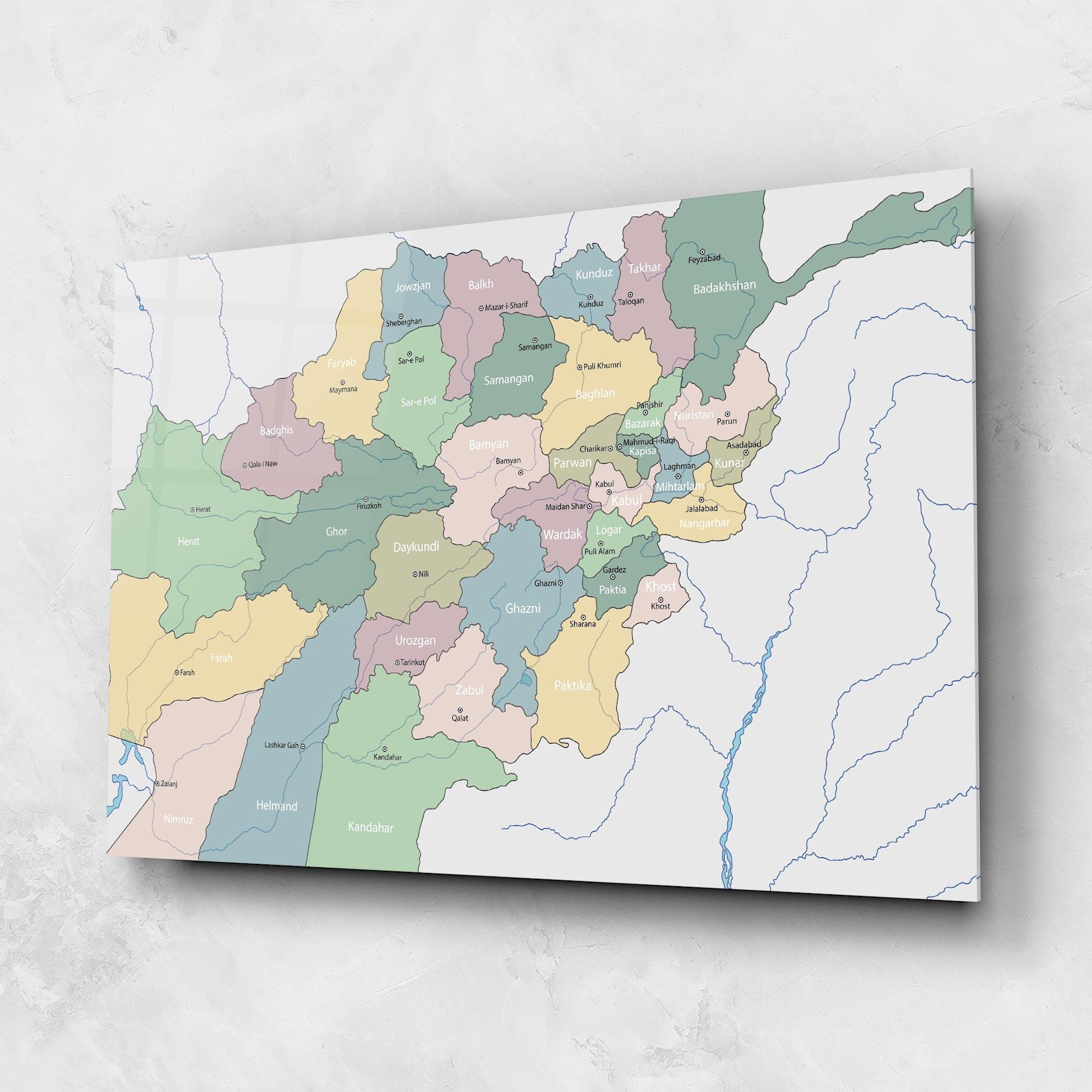 Tablou Sticla Afghanistan Map mockup 1