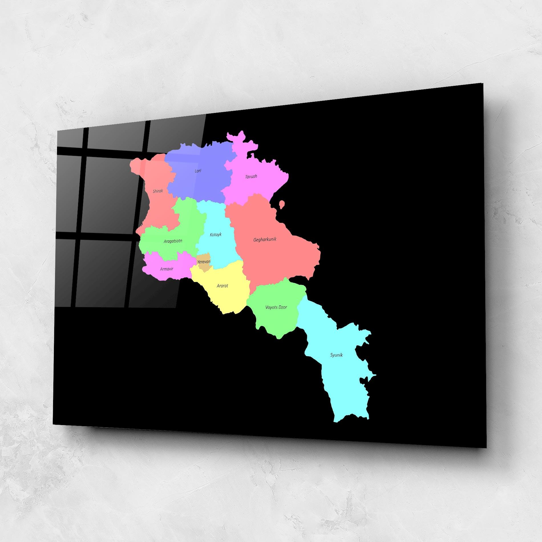 Tablou Sticla Armenia Map mockup 1