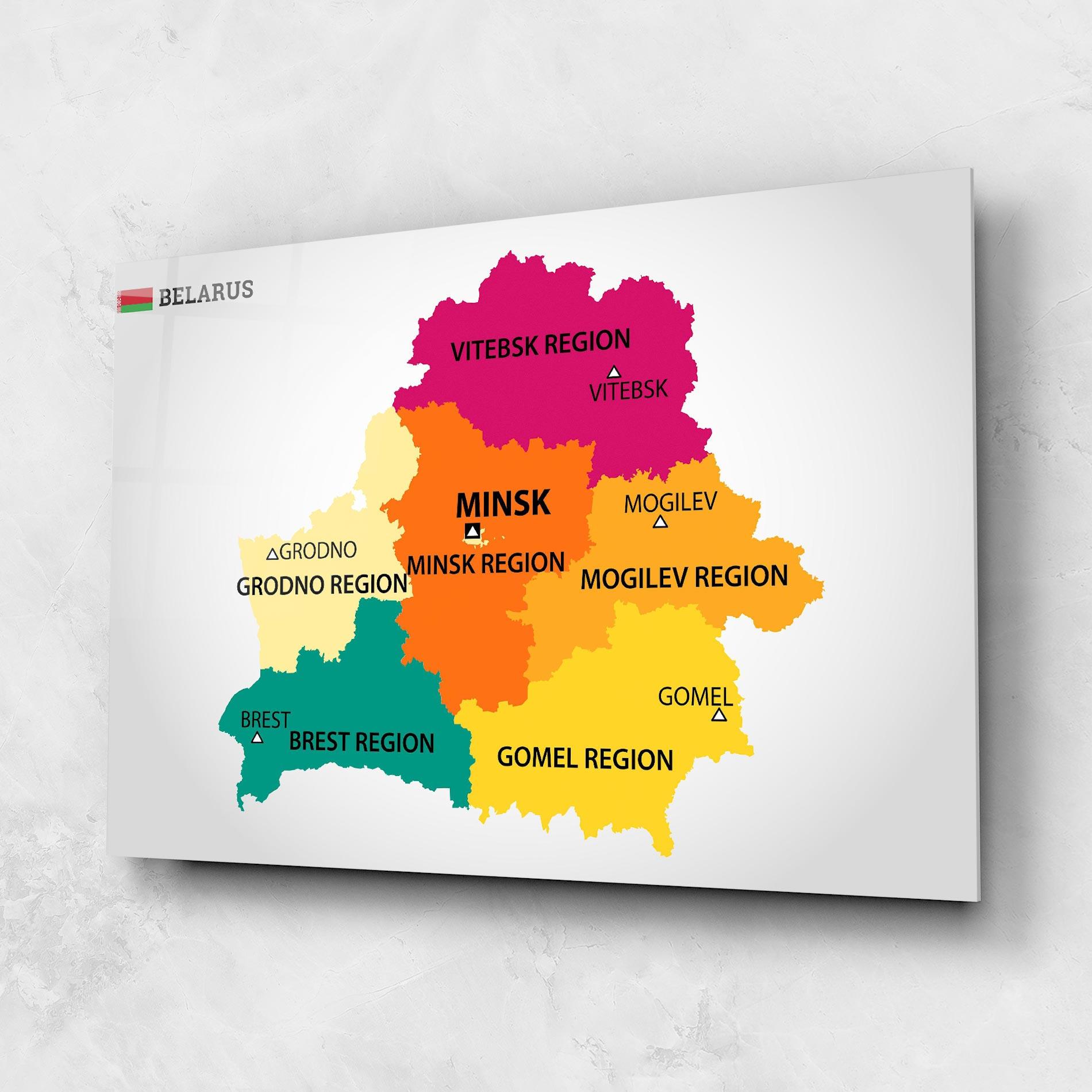 Tablou Sticla Belarus Color Map mockup 1