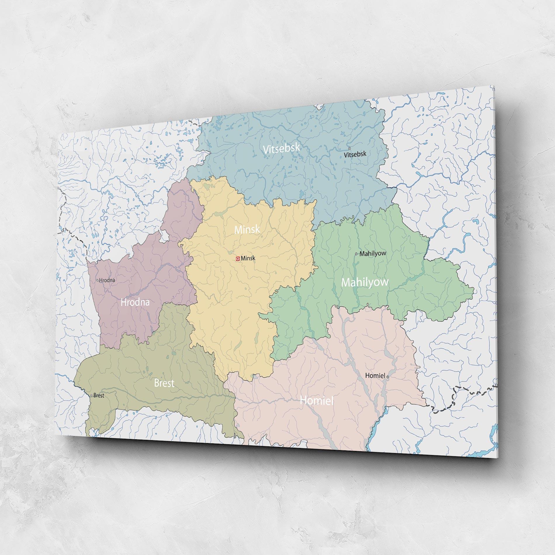 Tablou Sticla Belarus Map mockup 1
