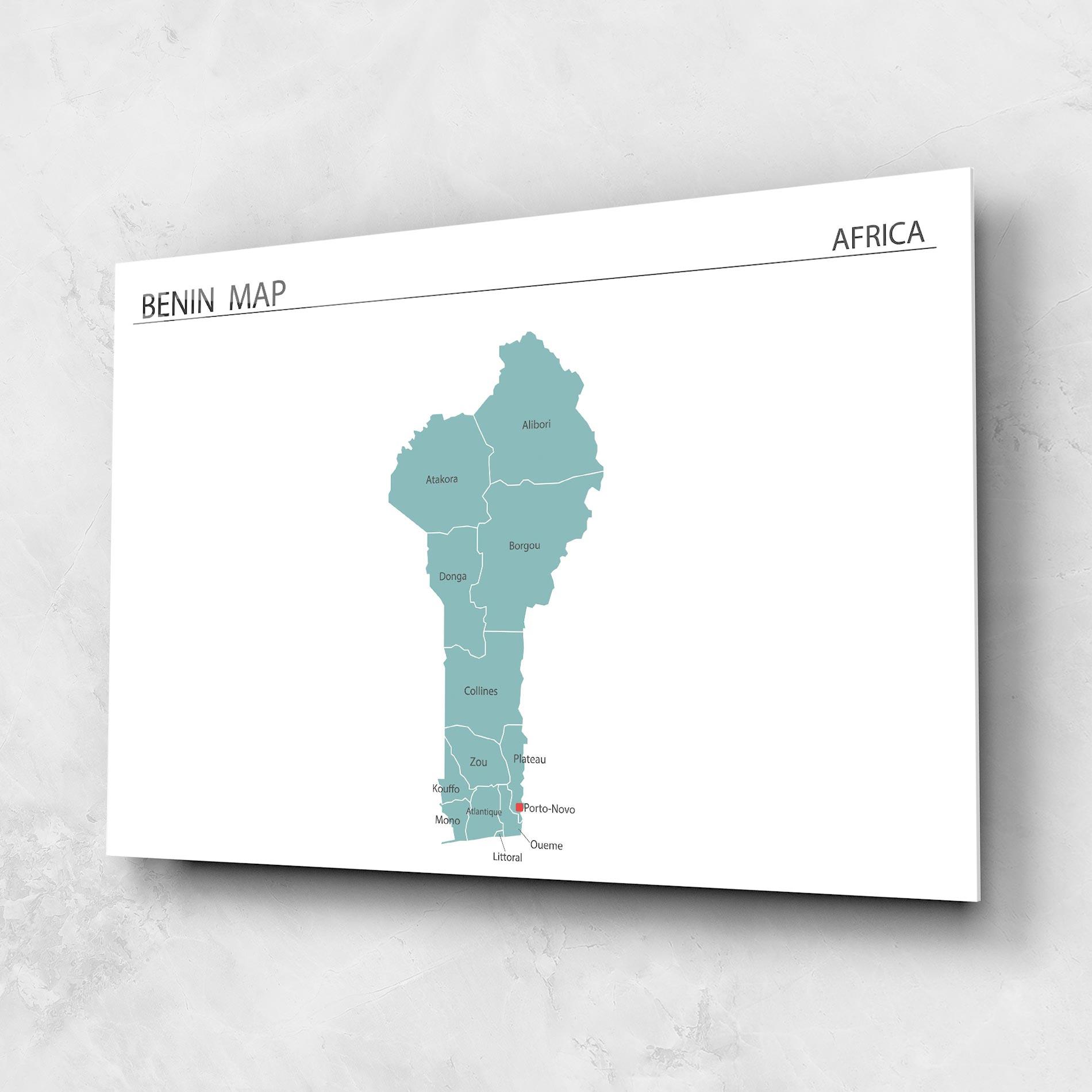 Tablou Sticla Benin Map mockup 1