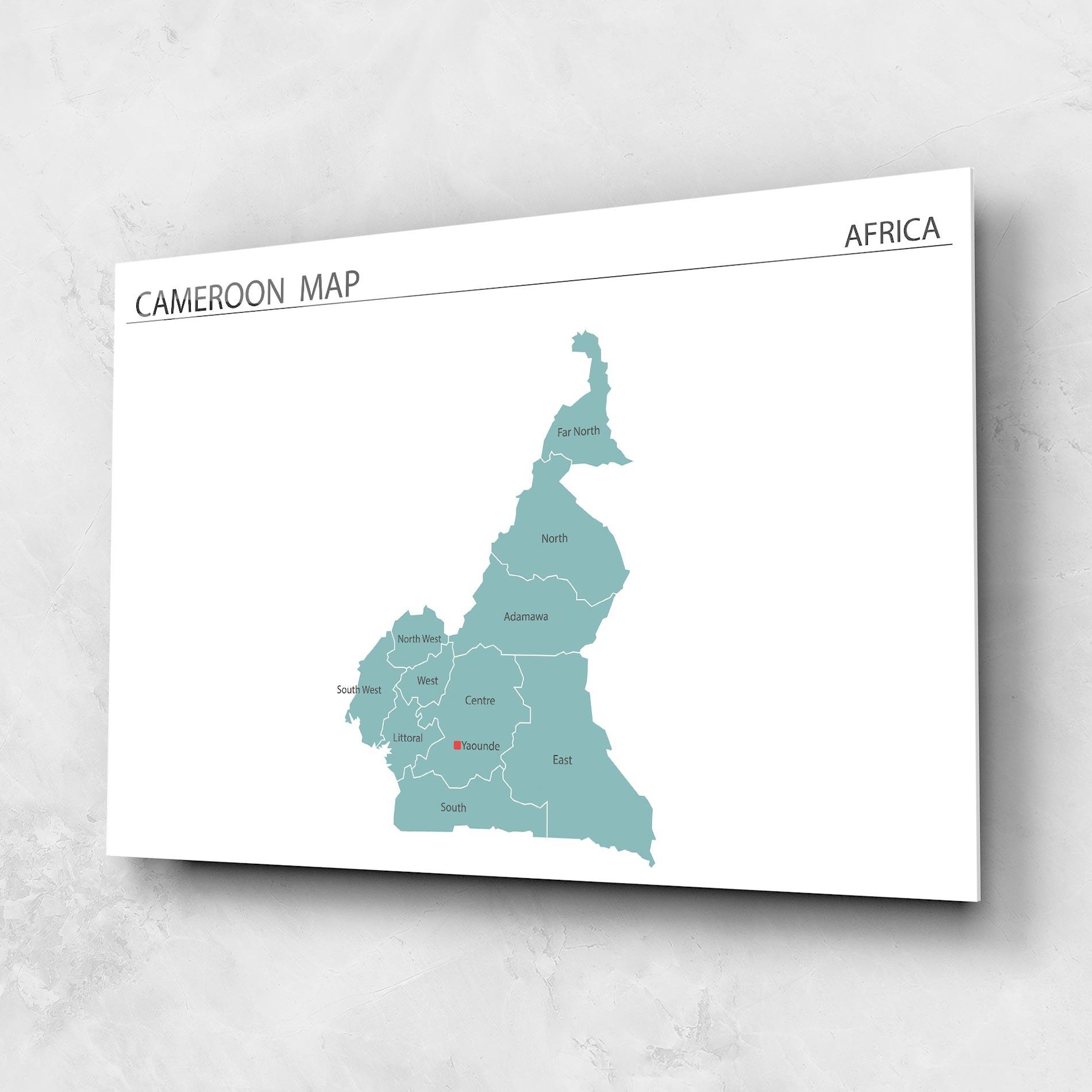 Tablou Sticla Cameroon Map mockup 1