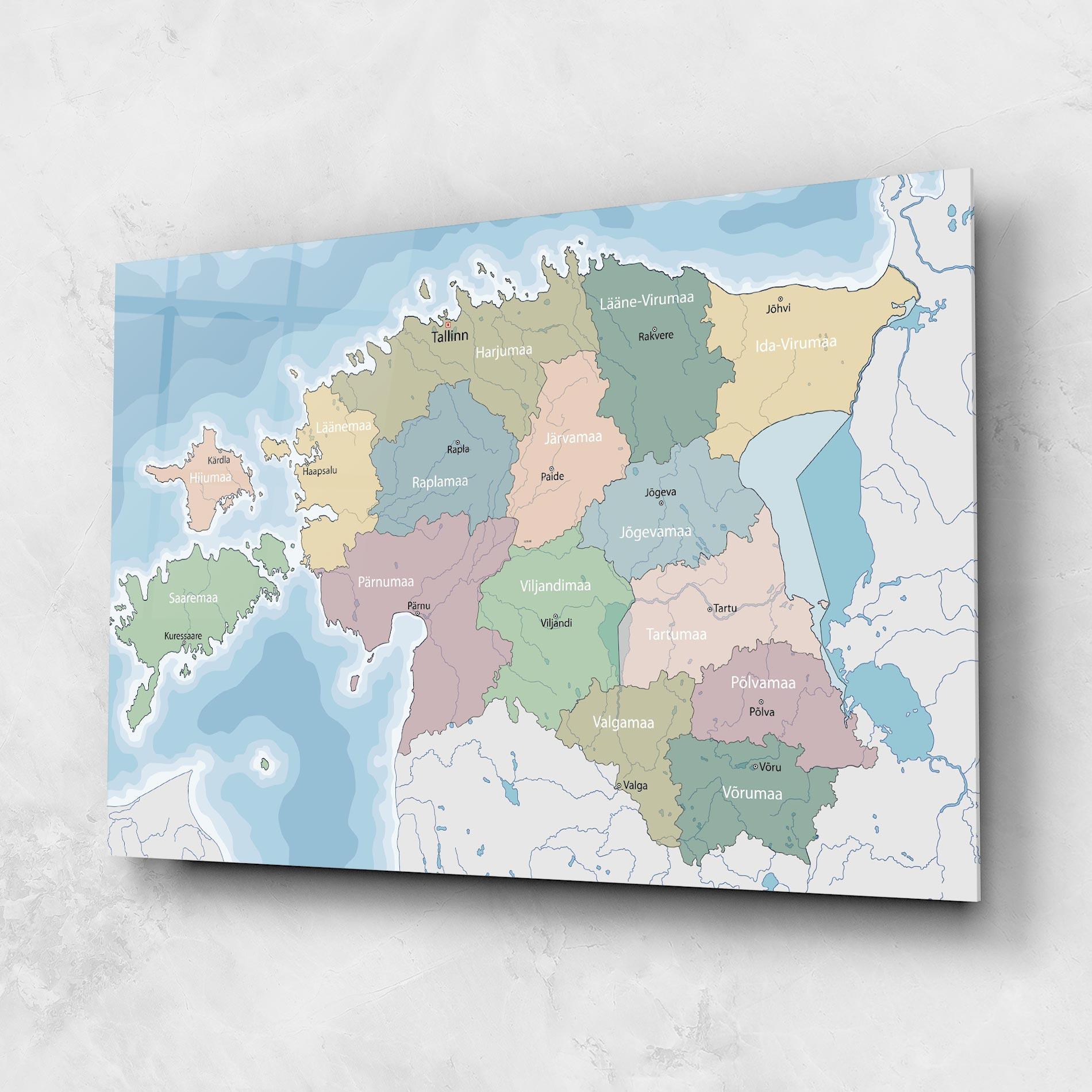 Tablou Sticla Estonia Map mockup 1