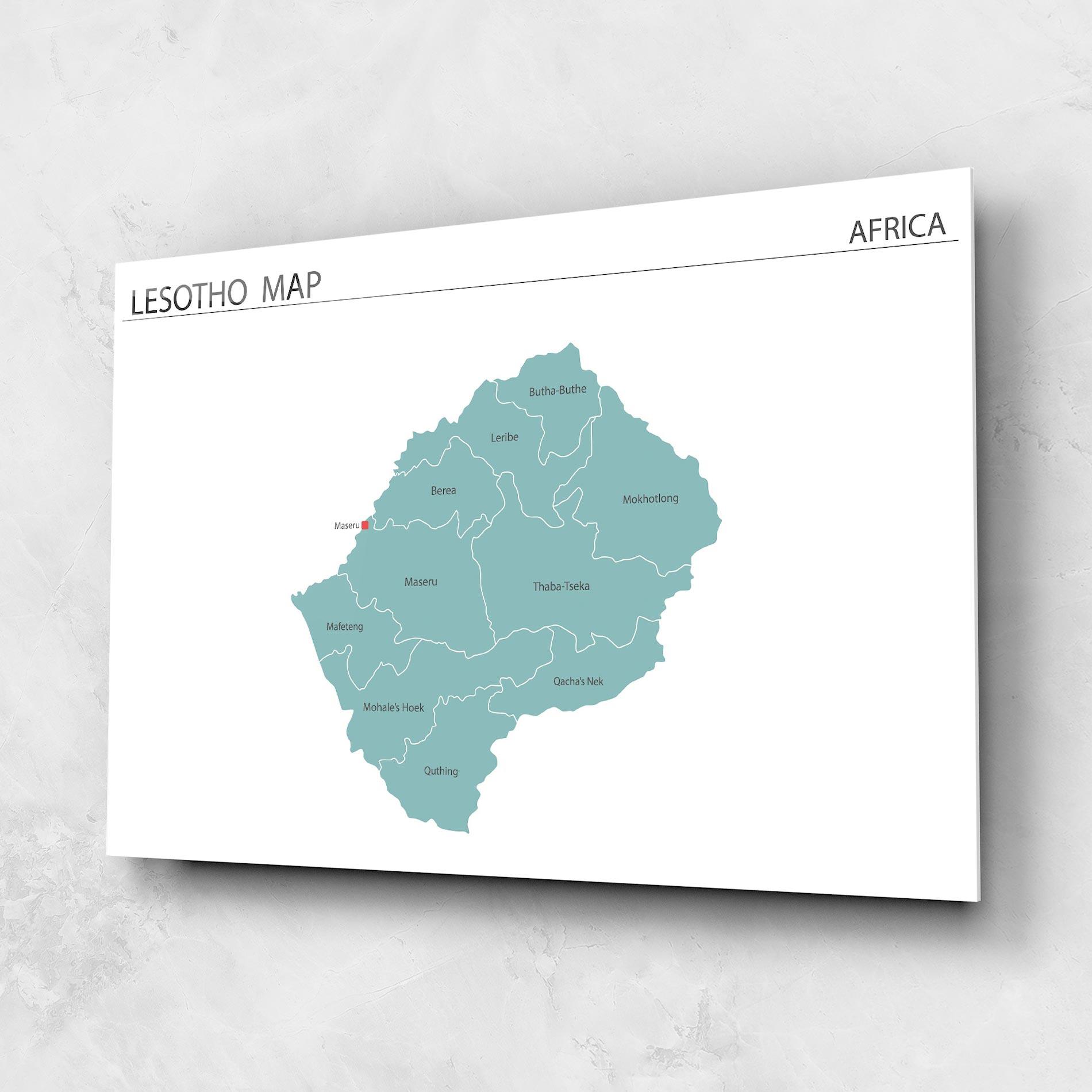 Tablou Sticla Lesotho Map mockup 1