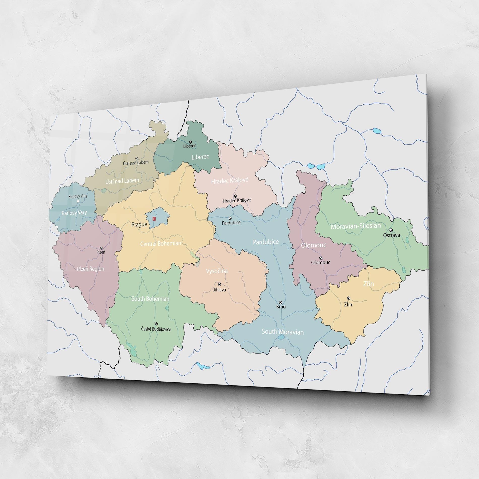 Tablou Sticla Map Czech Republic mockup 1