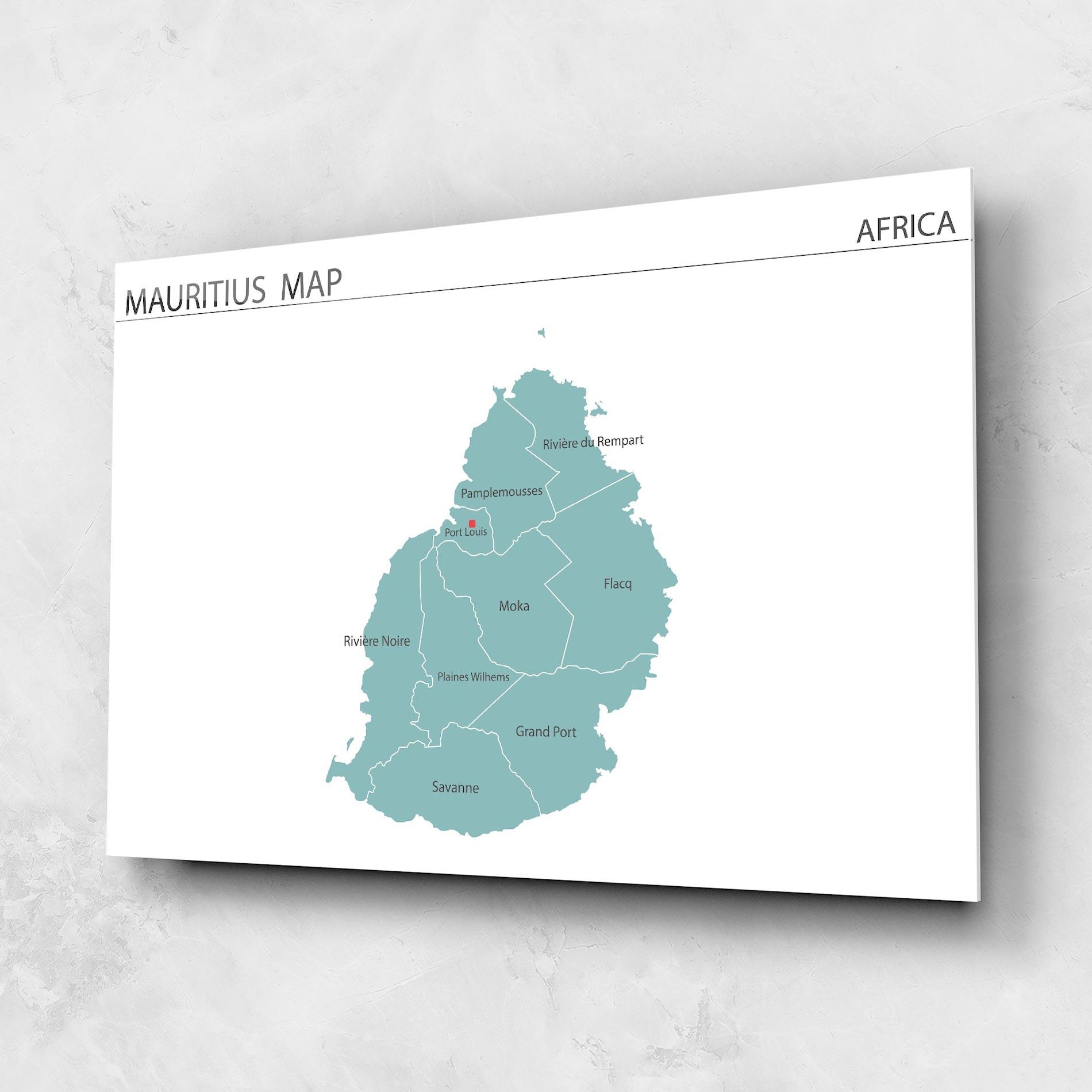 Tablou Sticla Mauritius Map mockup 1