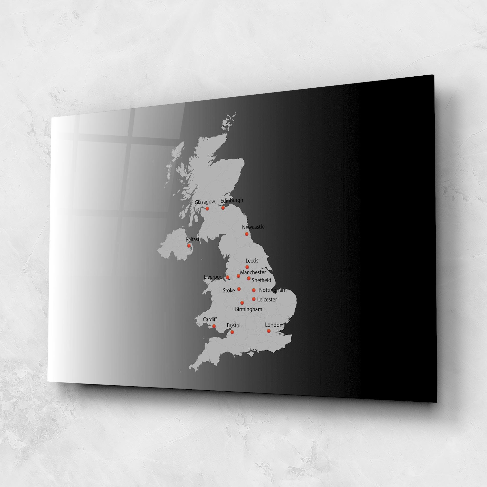Tablou Sticla Uk Map mockup 1