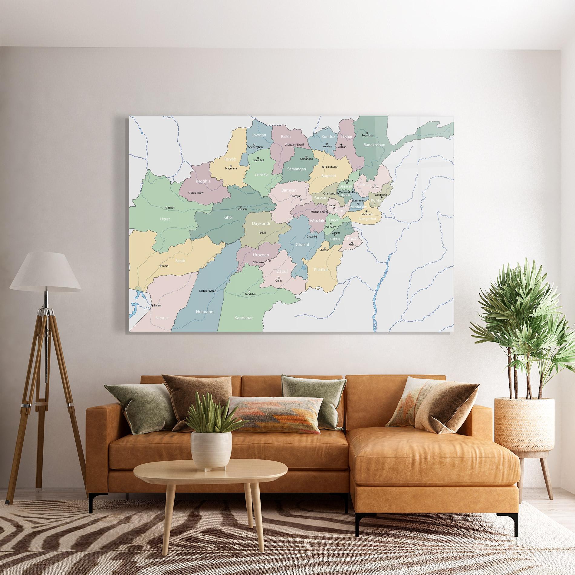 Tablou Sticla Afghanistan Map mockup 7