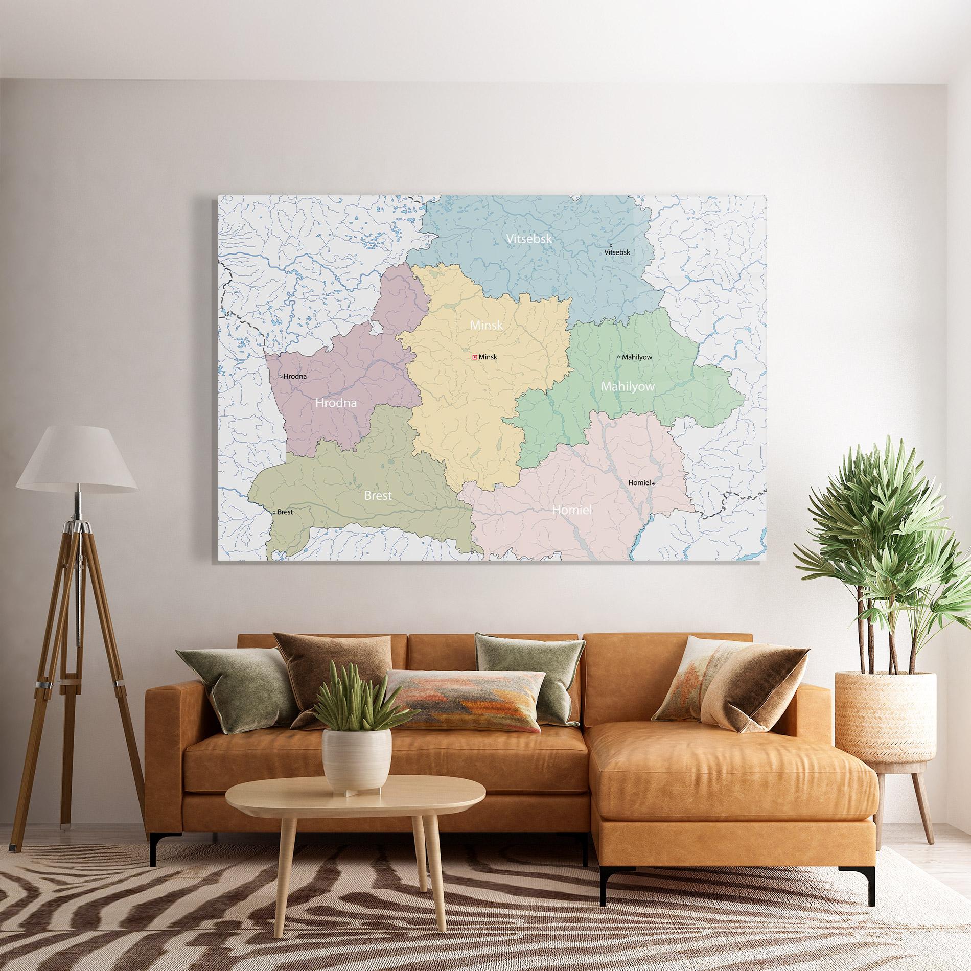 Tablou Sticla Belarus Map mockup 7