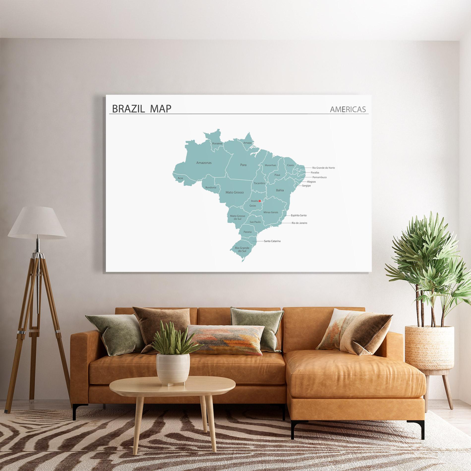 Tablou Sticla Brazil Map mockup 7