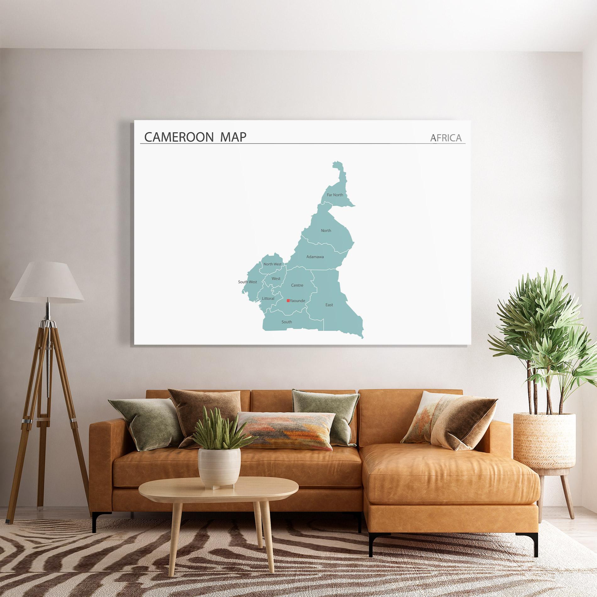 Tablou Sticla Cameroon Map mockup 7