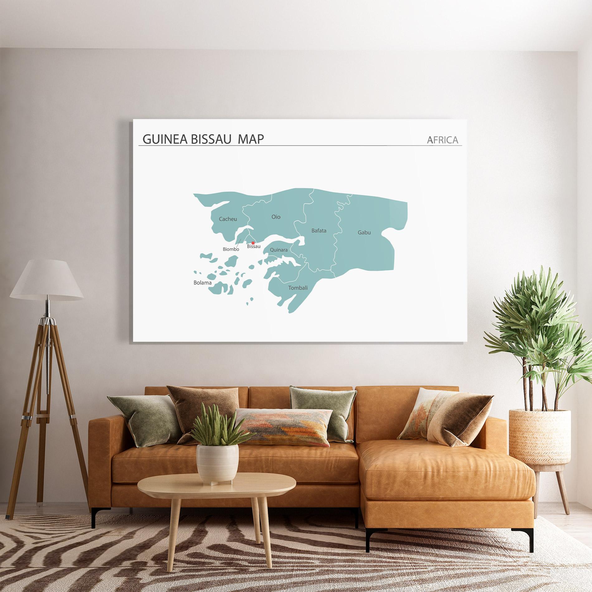 Tablou Sticla Guinea Bissau Map mockup 7