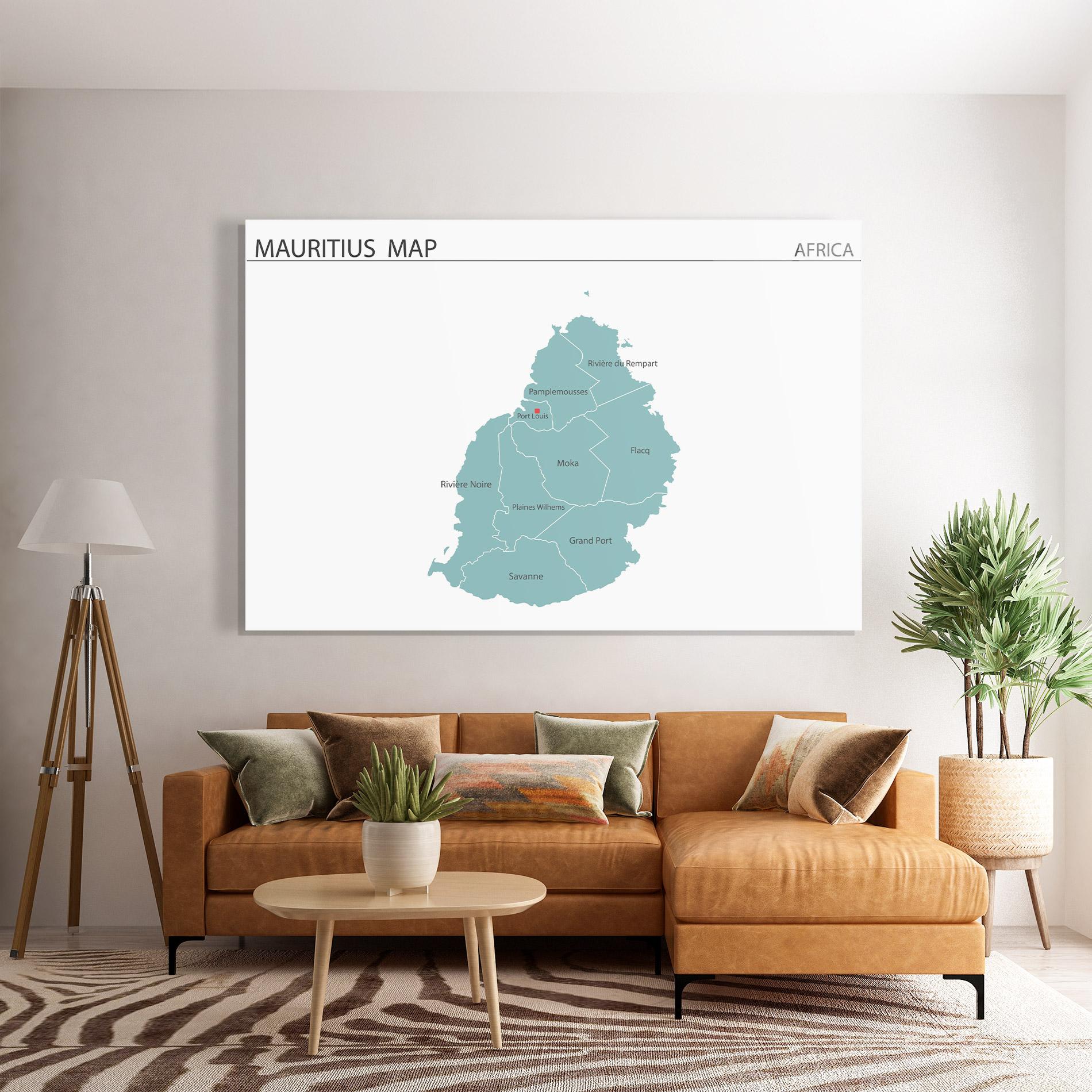 Tablou Sticla Mauritius Map mockup 7