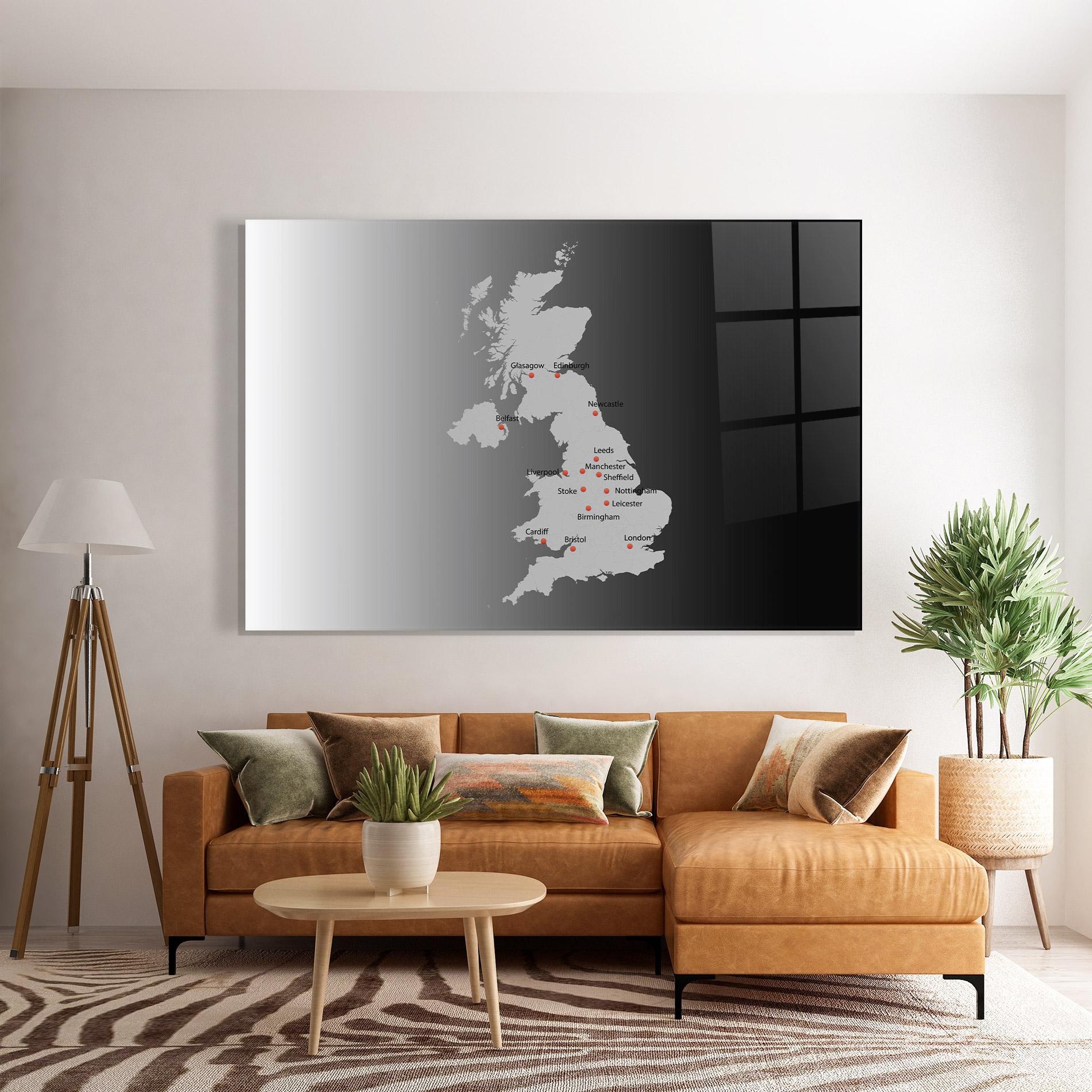 Tablou Sticla Uk Map mockup 7