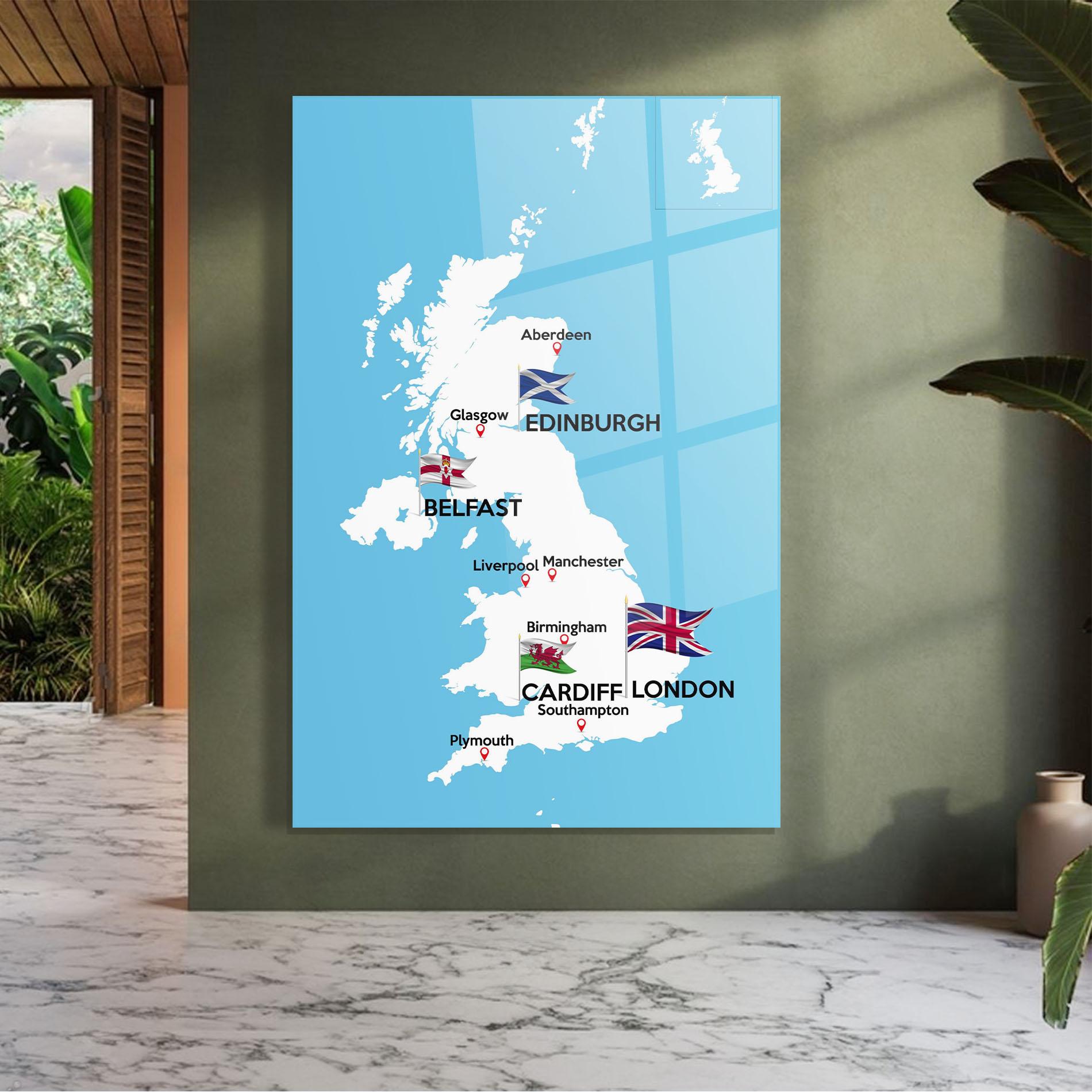 Tablou Sticla England Map mockup 7