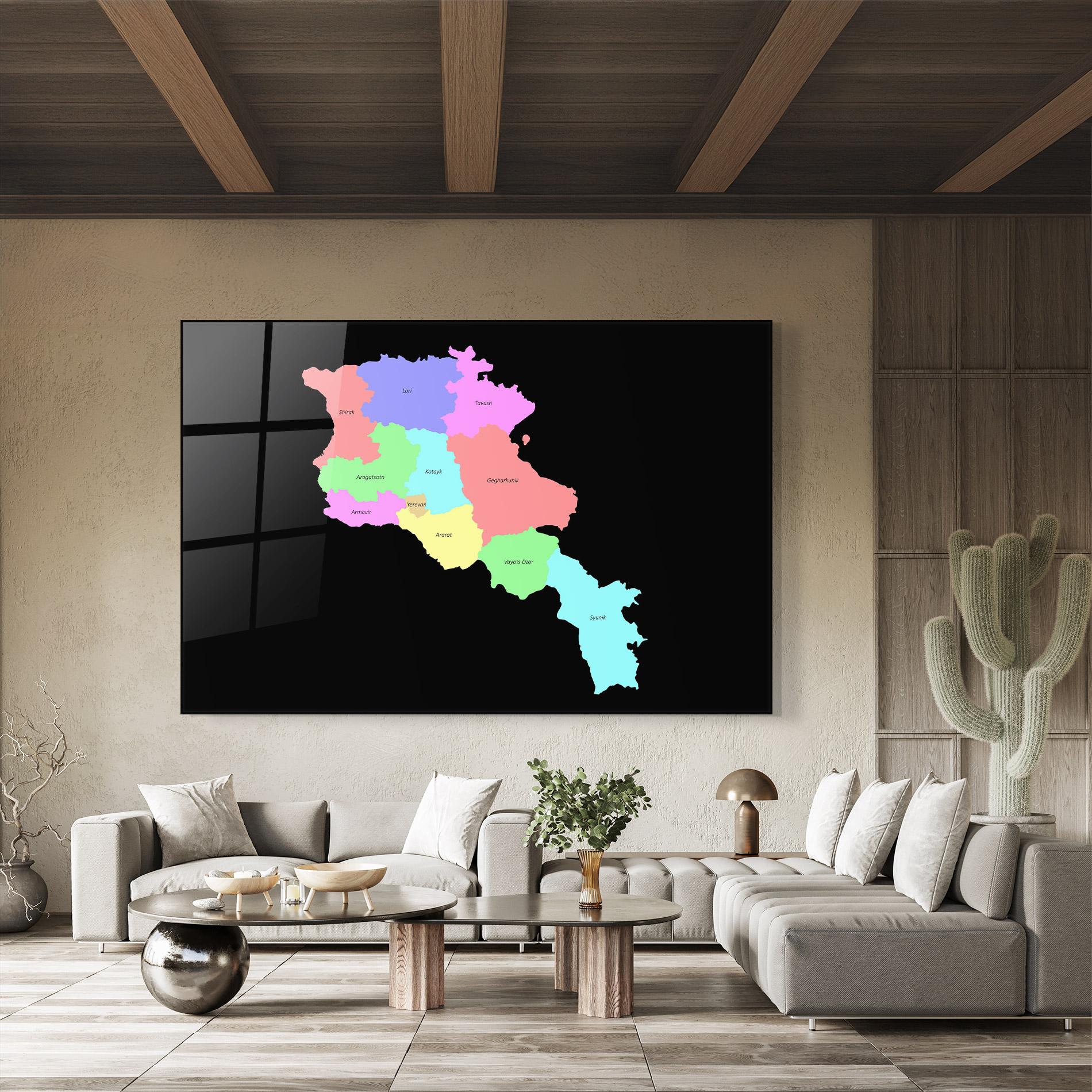Tablou Sticla Armenia Map mockup 8