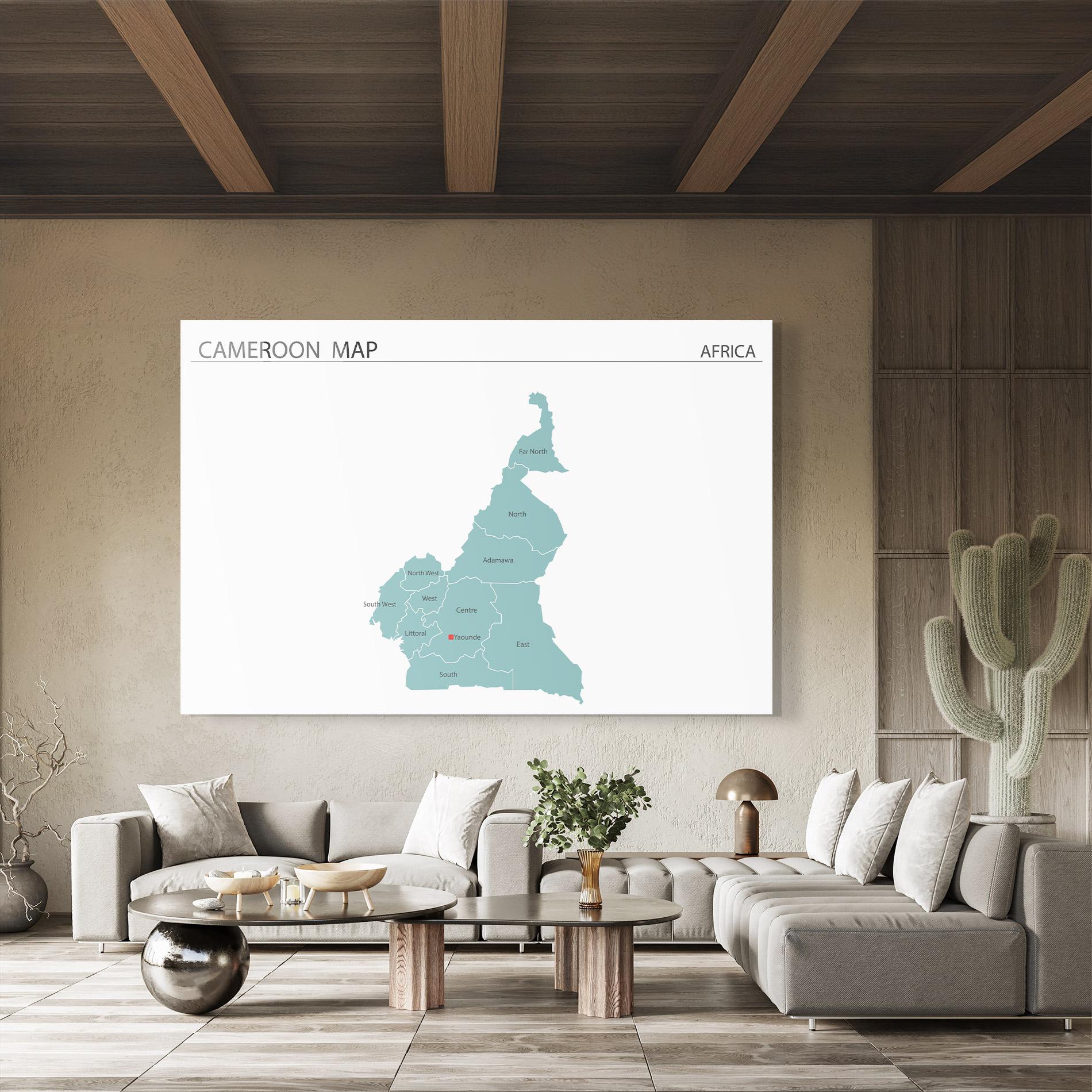 Tablou Sticla Cameroon Map mockup 8