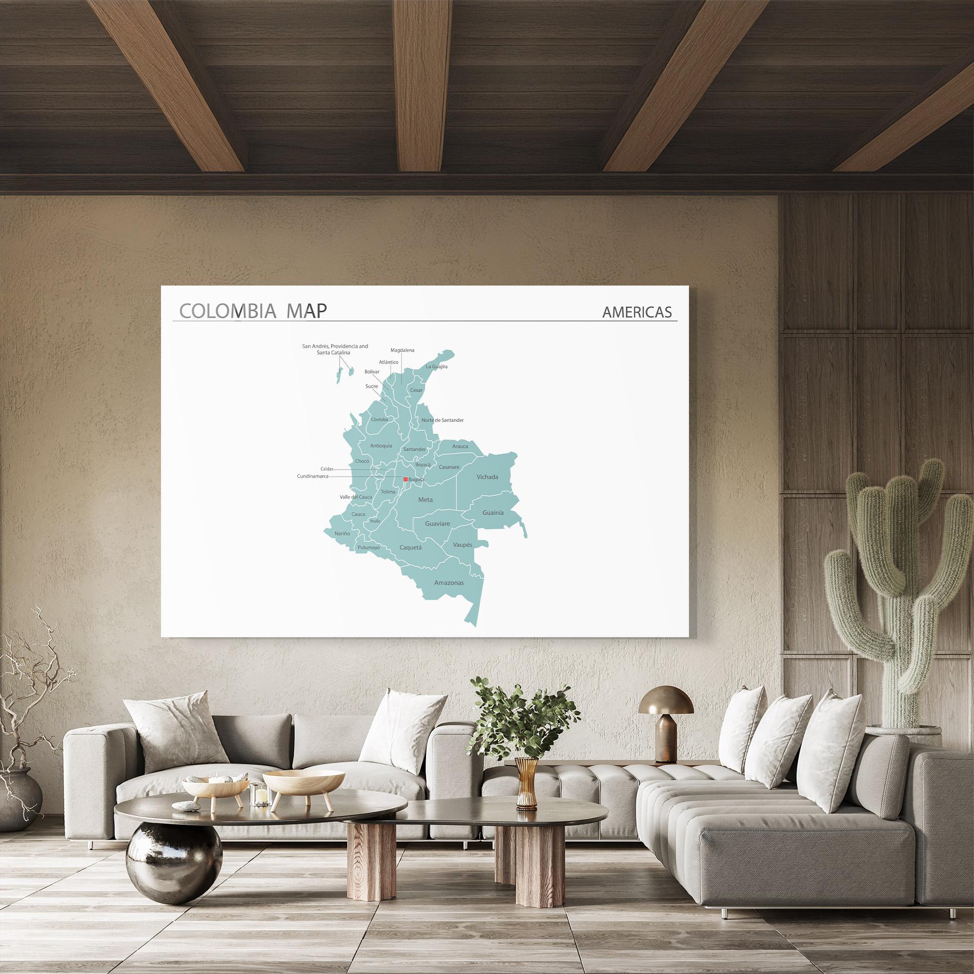 Tablou Sticla Colombia Map mockup 8