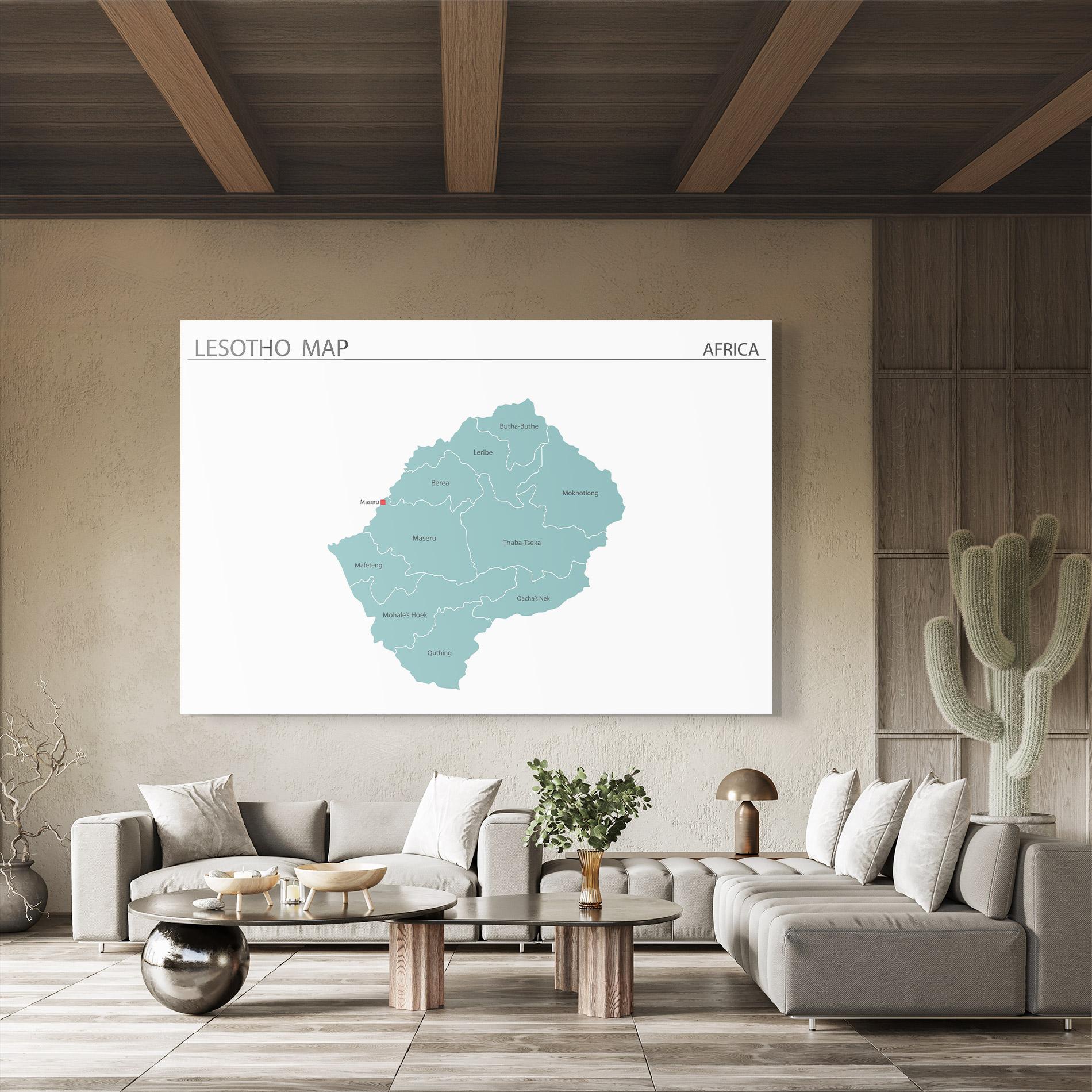 Tablou Sticla Lesotho Map mockup 8