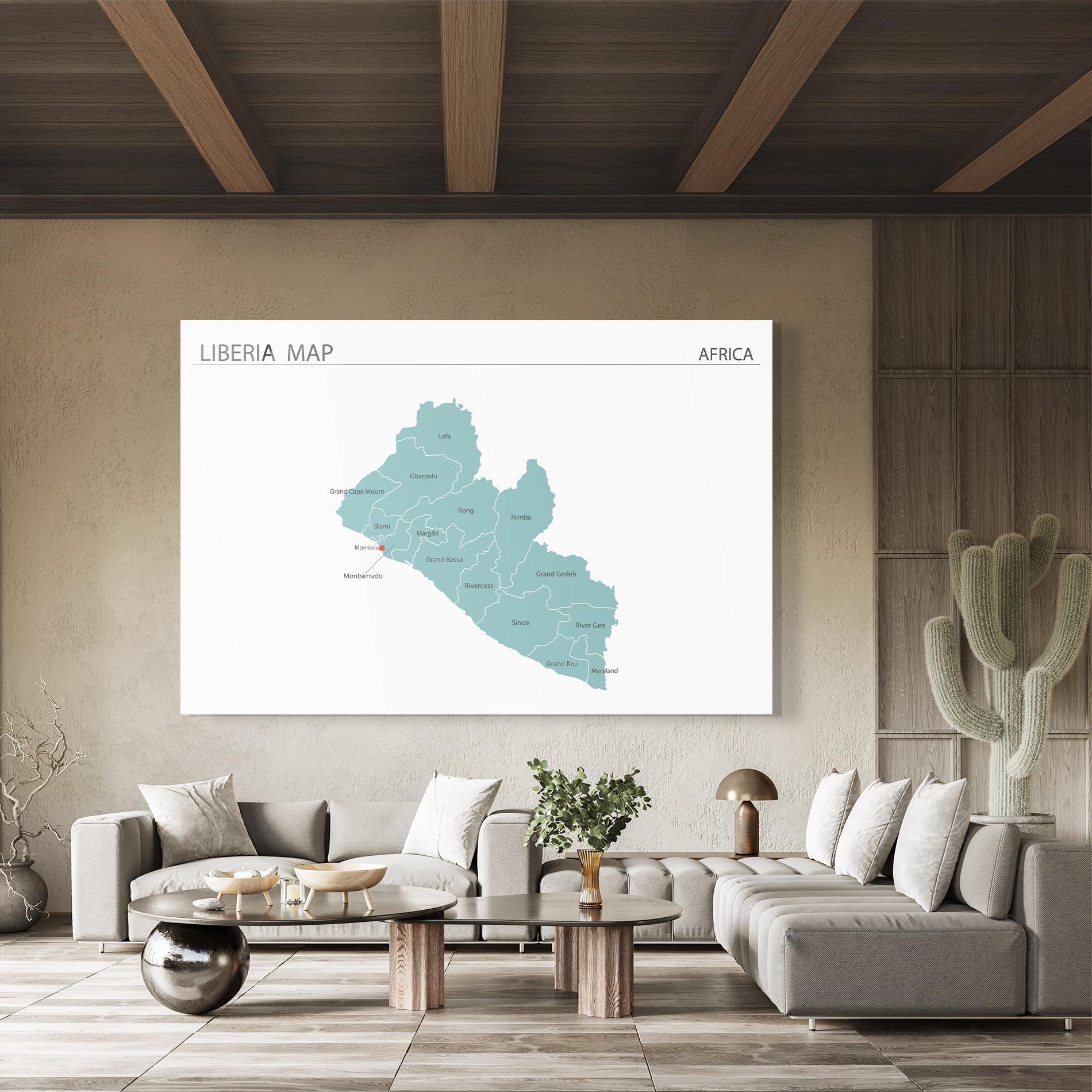 Tablou Sticla Liberia Map mockup 8