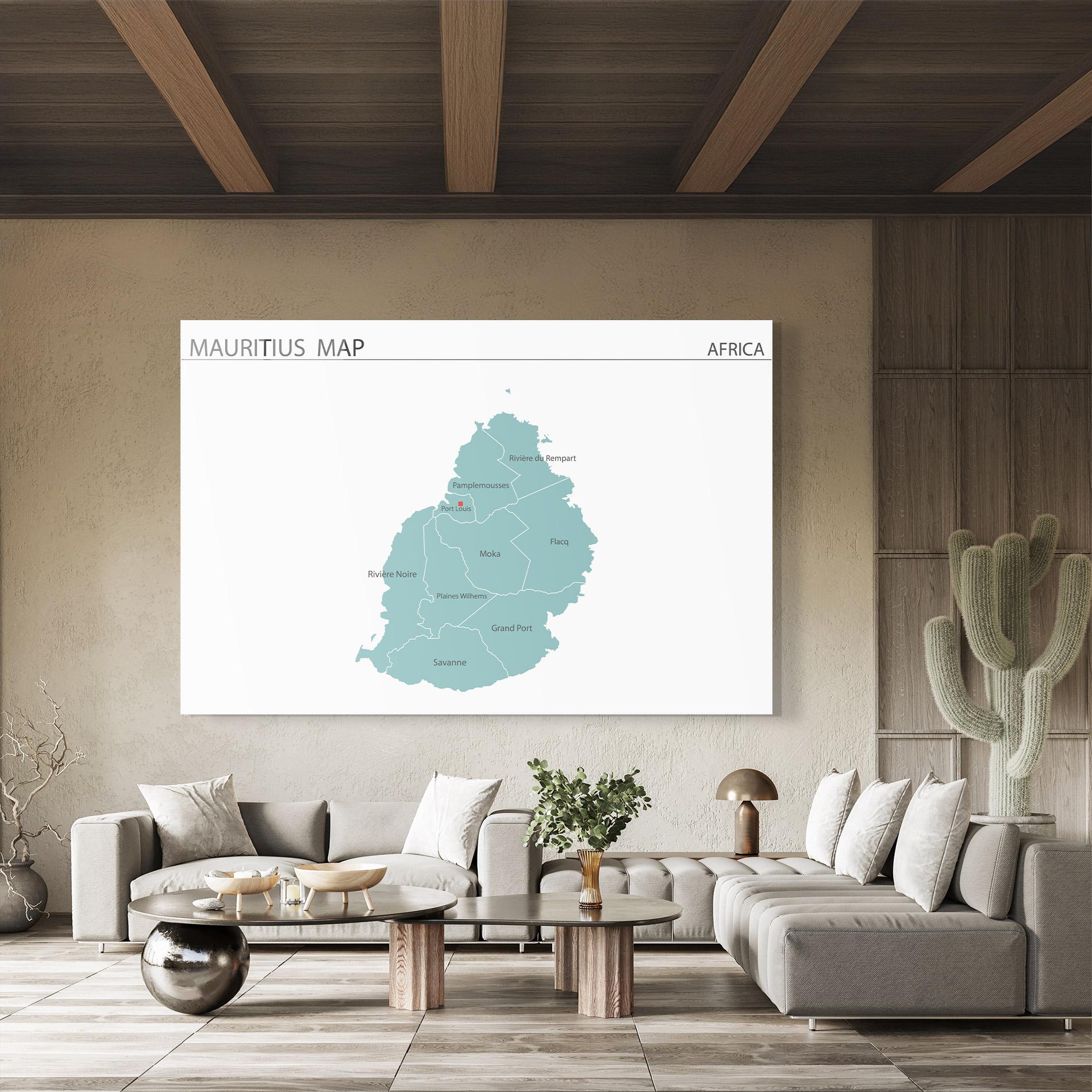 Tablou Sticla Mauritius Map mockup 8