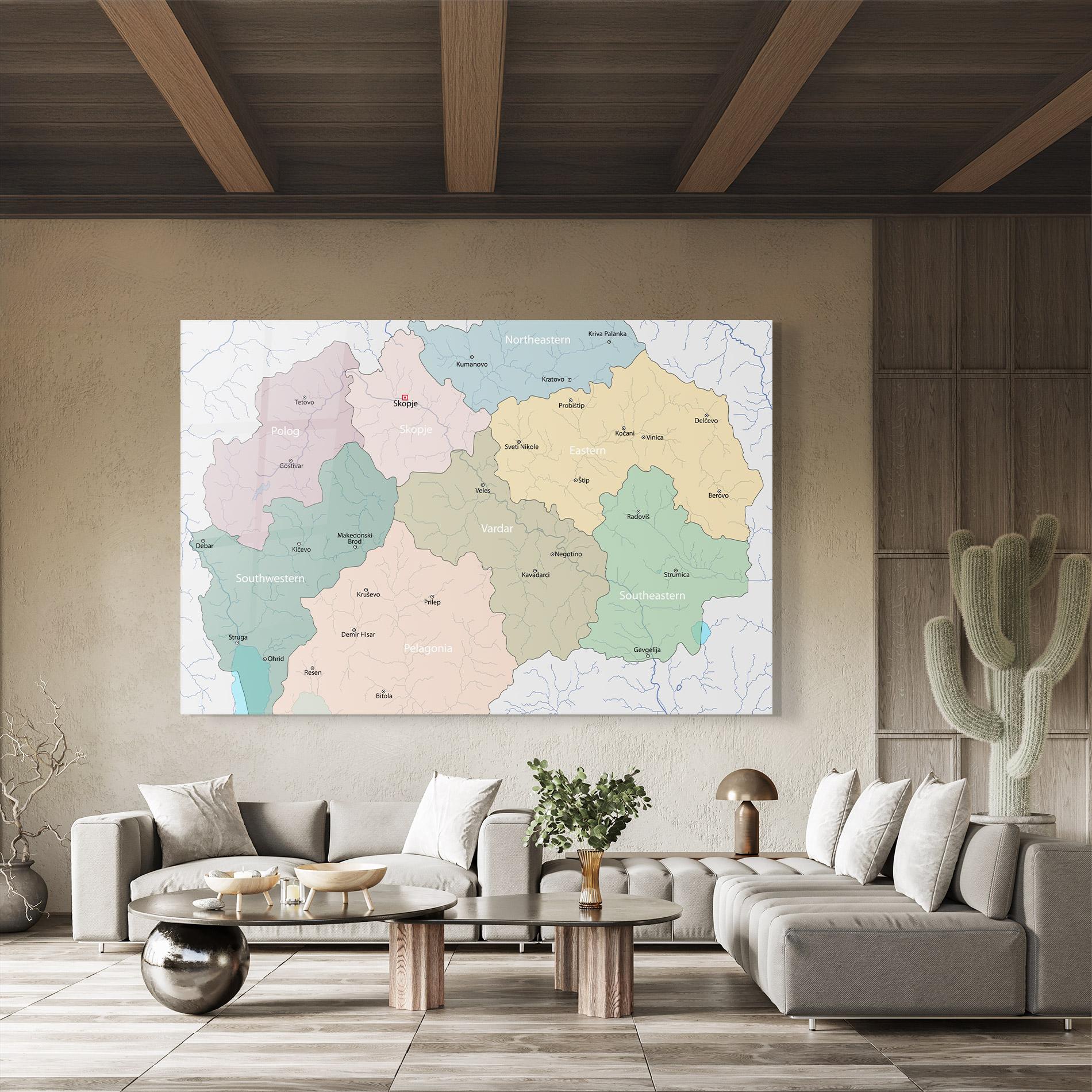 Tablou Sticla North Macedonia Map mockup 8