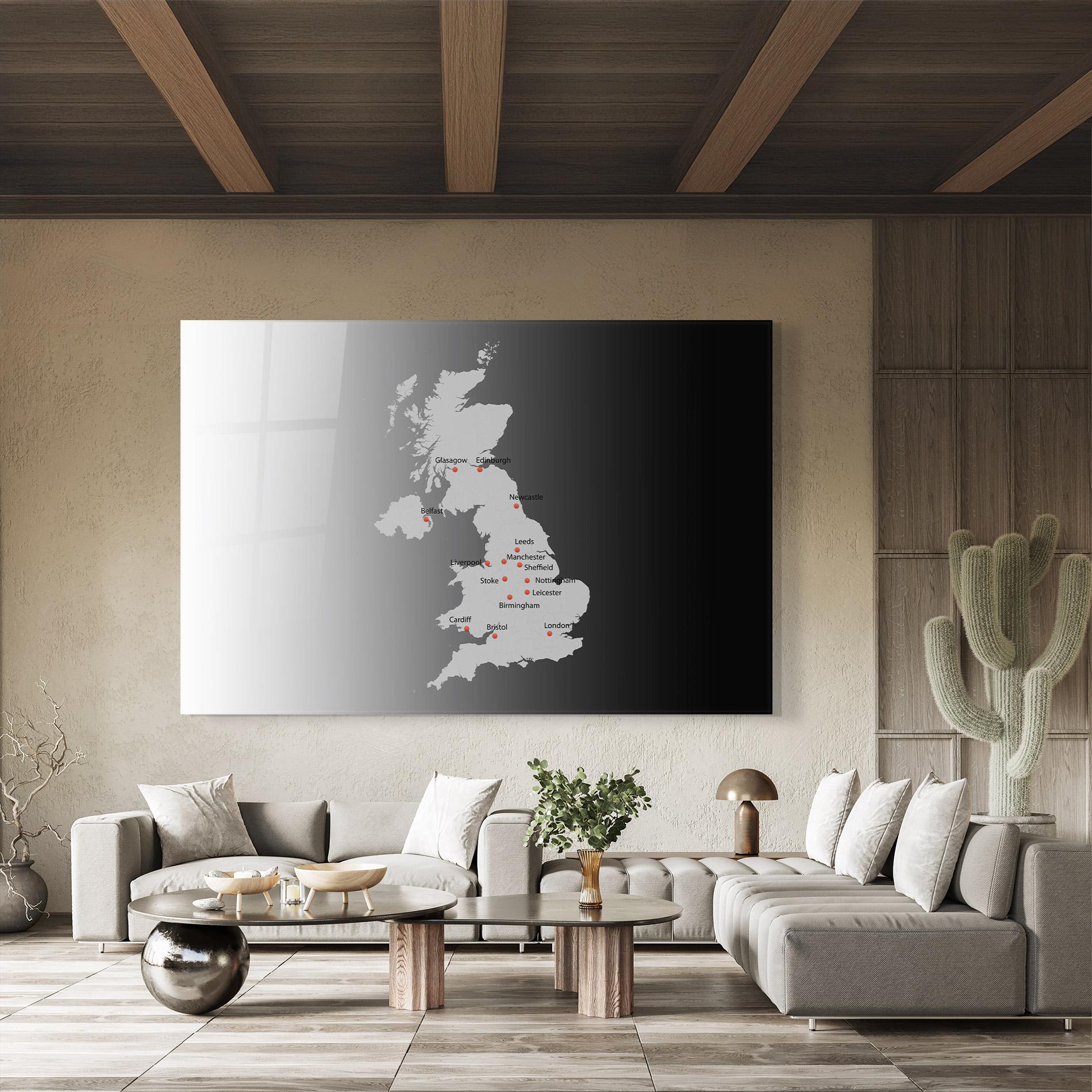 Tablou Sticla Uk Map mockup 8