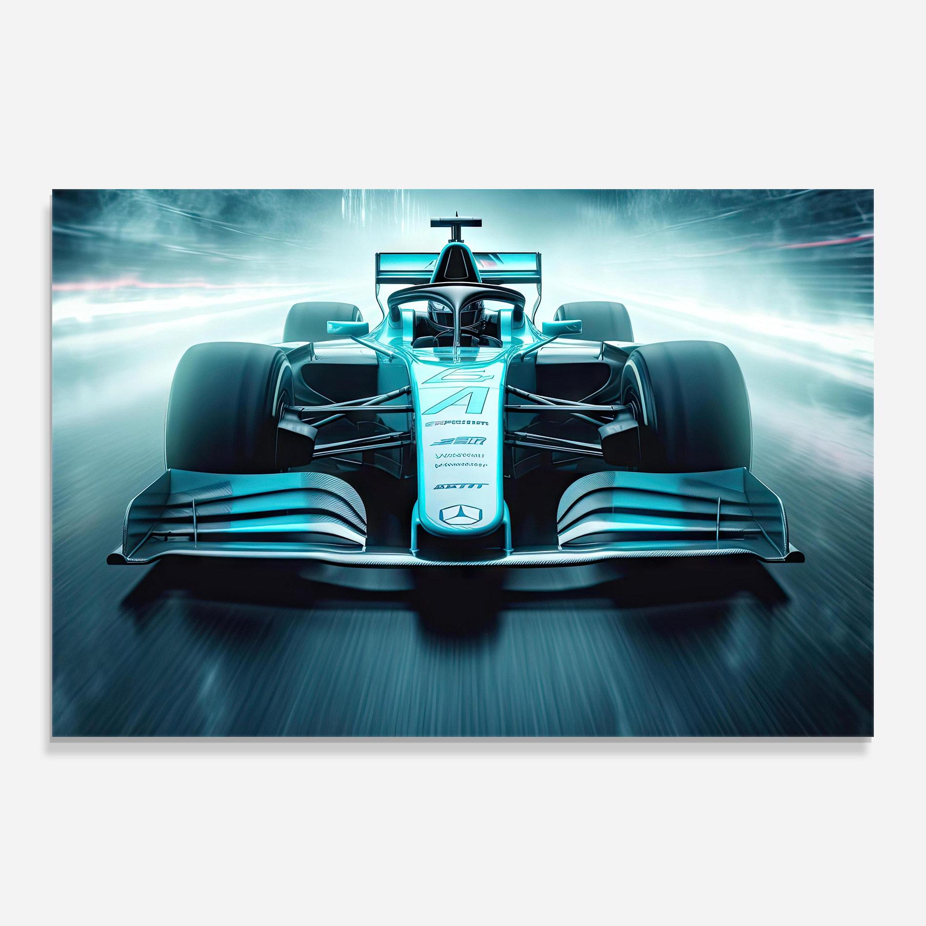 Tablou Sticla F1 Smoke Cars mockup 0