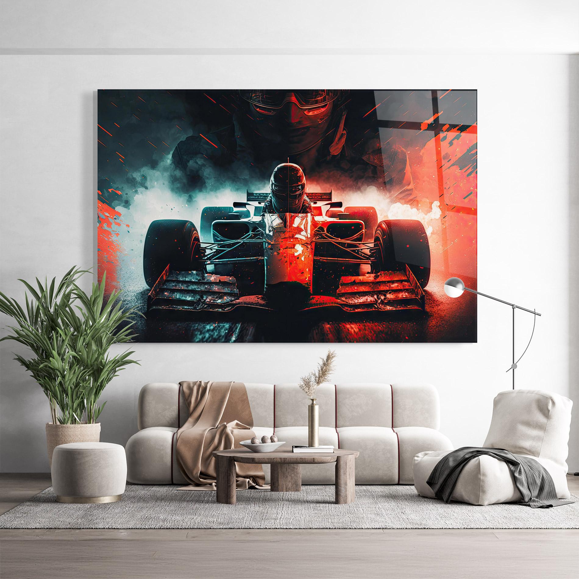 Tablou Sticla Blue Red F1 mockup 9