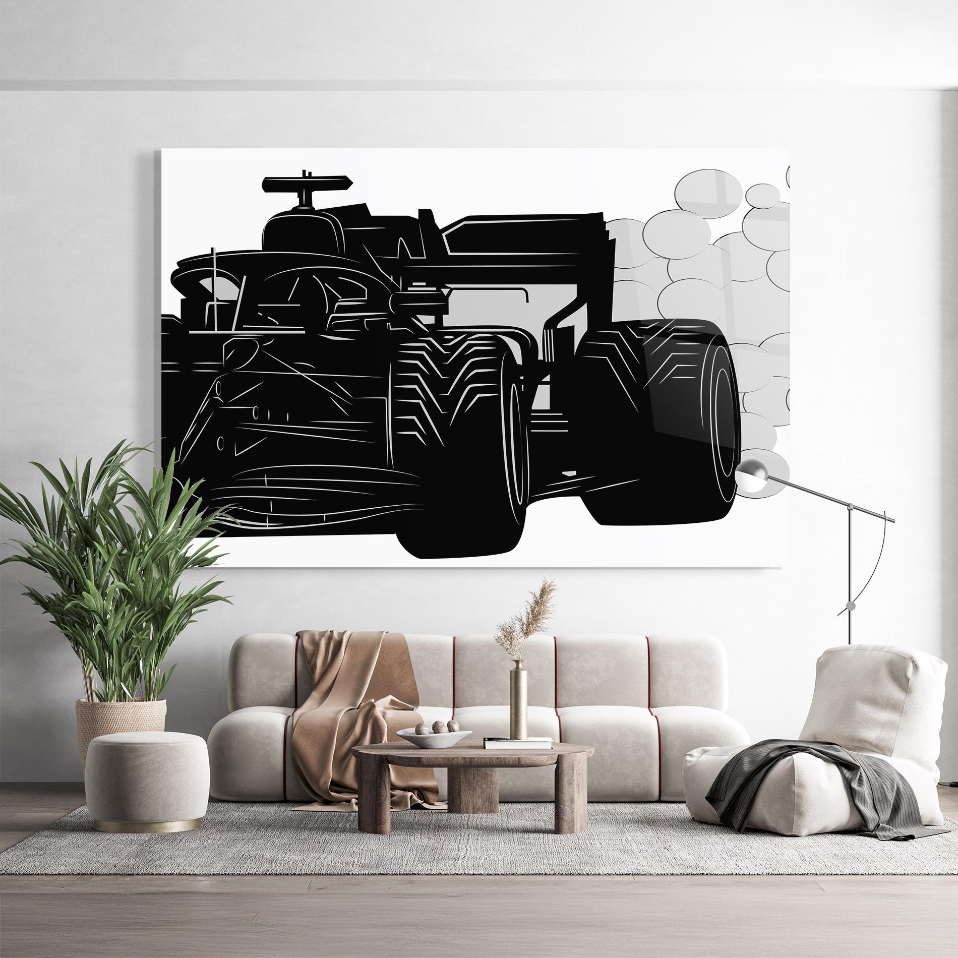 Tablou Sticla Car F1 Smoke mockup 9