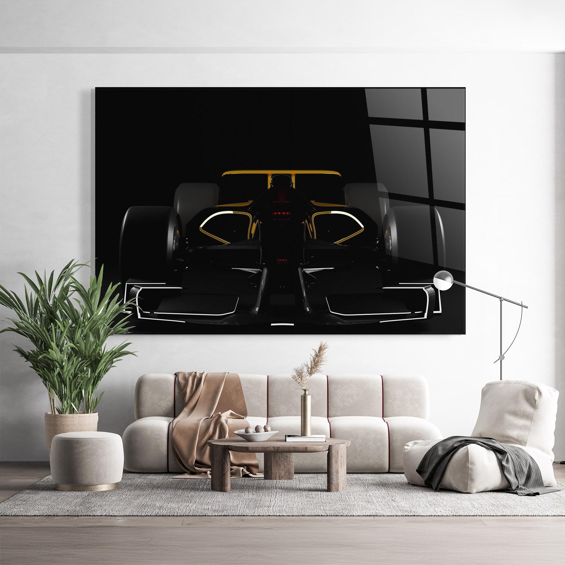Tablou Sticla Dark F1 Car mockup 9
