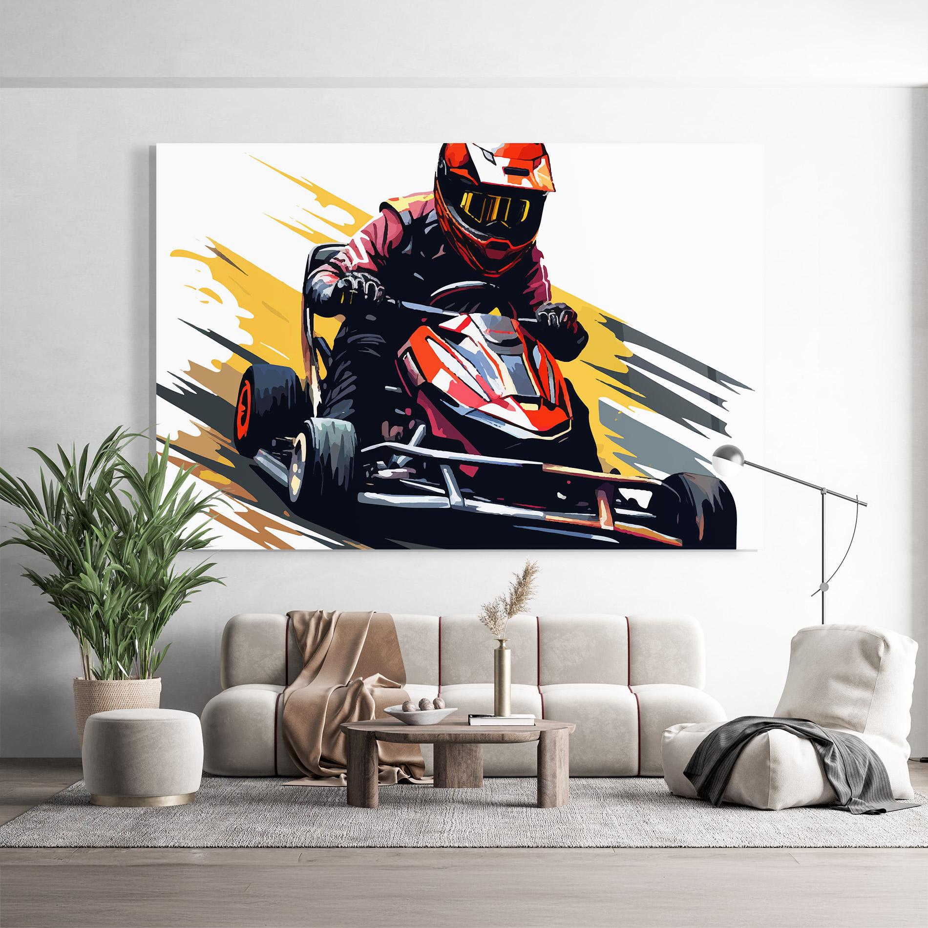 Tablou Sticla Red Race F1 Car mockup 9